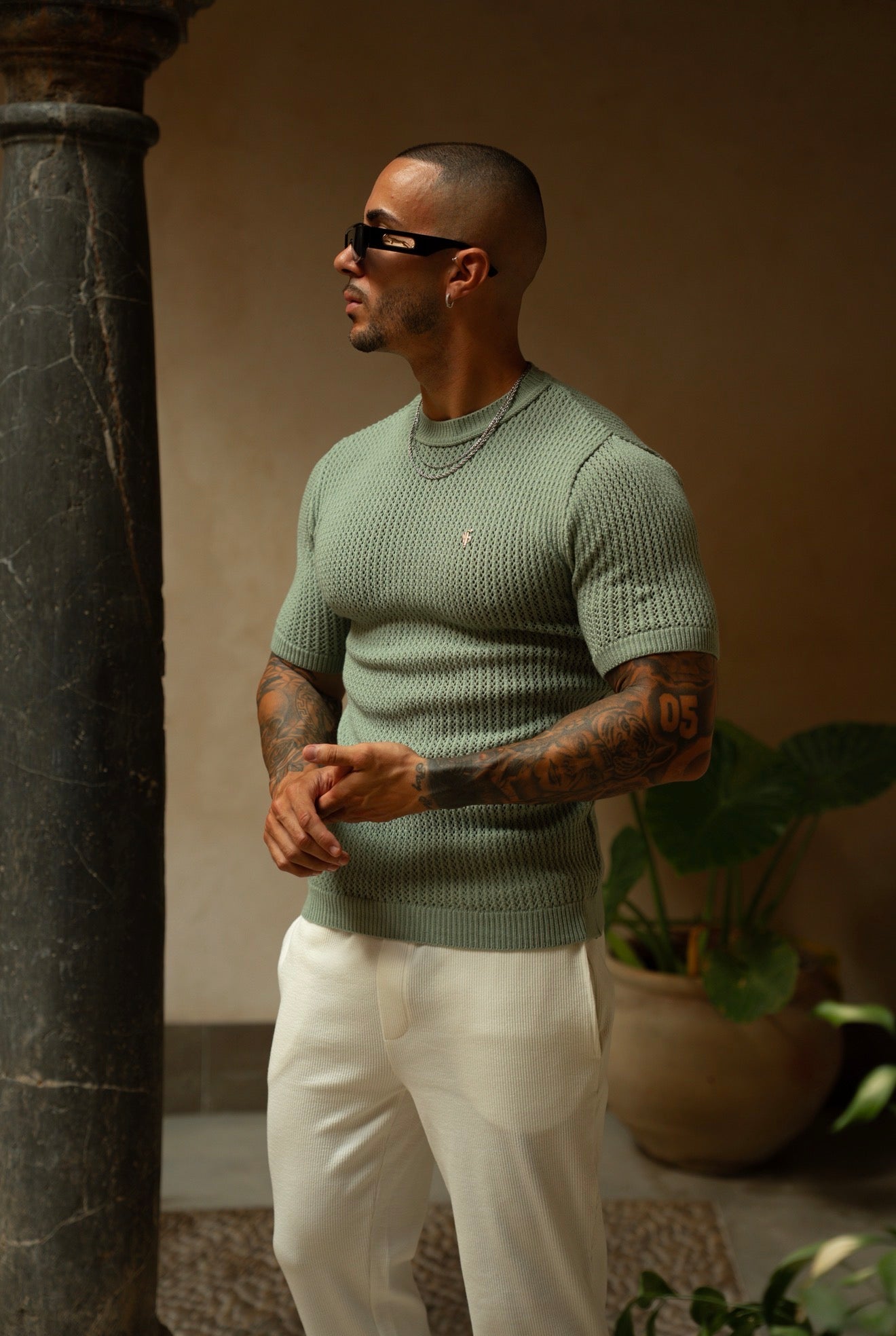 Light Green Viscose Plain Knitted Short Sleeve T-Shirt - FSJ188 (PRE ORDER 12TH AUGUST)