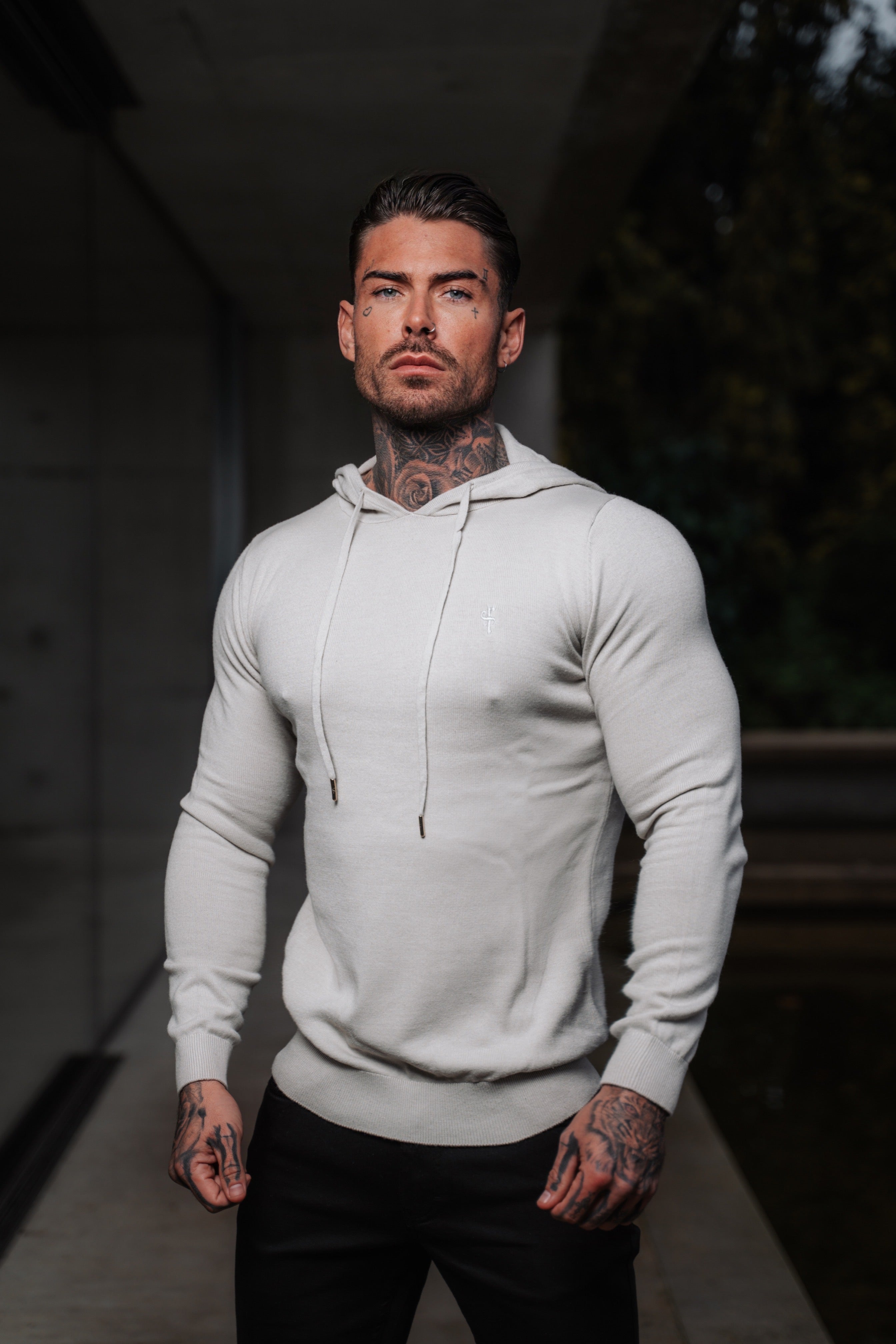 Beige Knitted Overhead Hoodie - FSN112