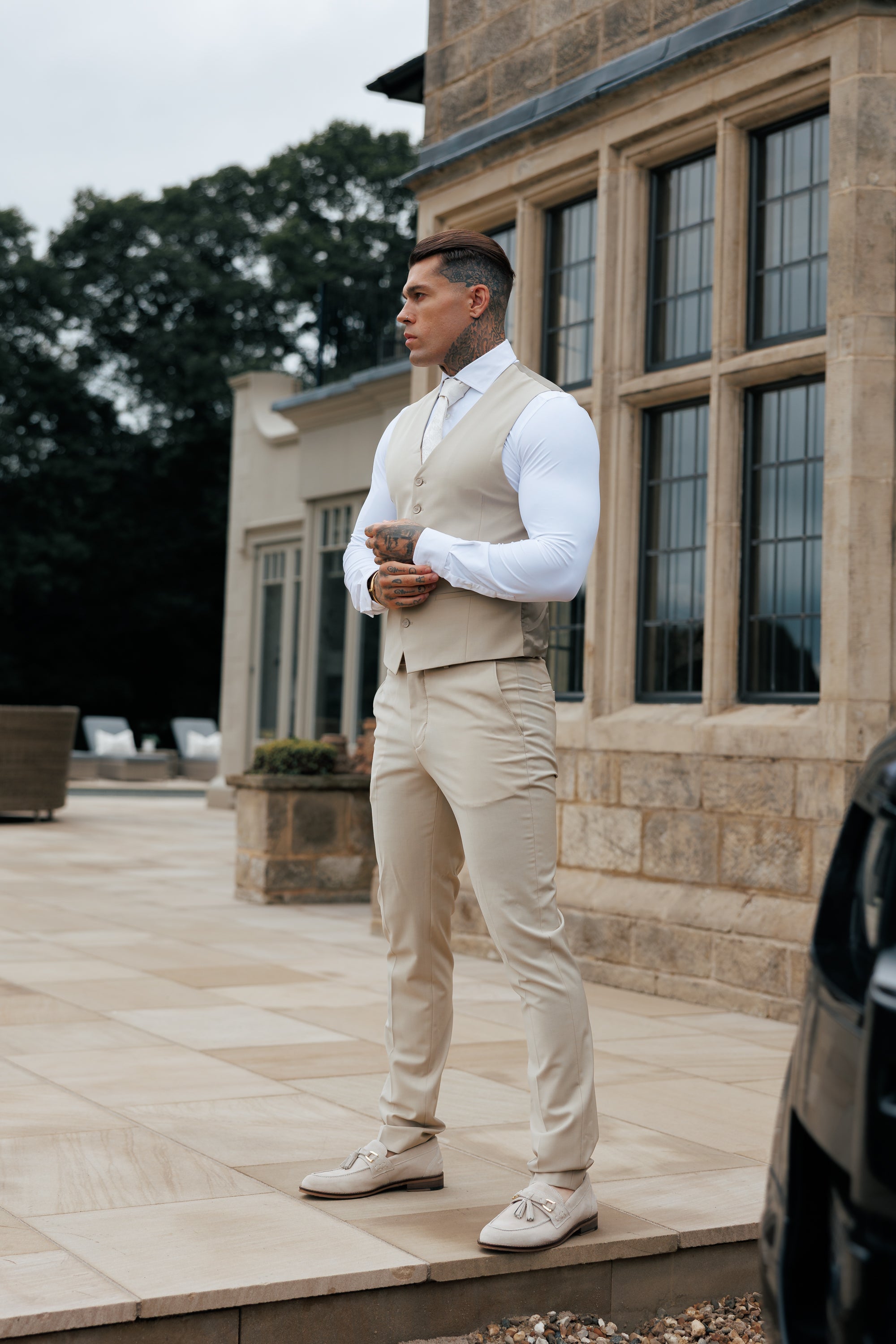 Slim Formal Waistcoat Beige - FSW011