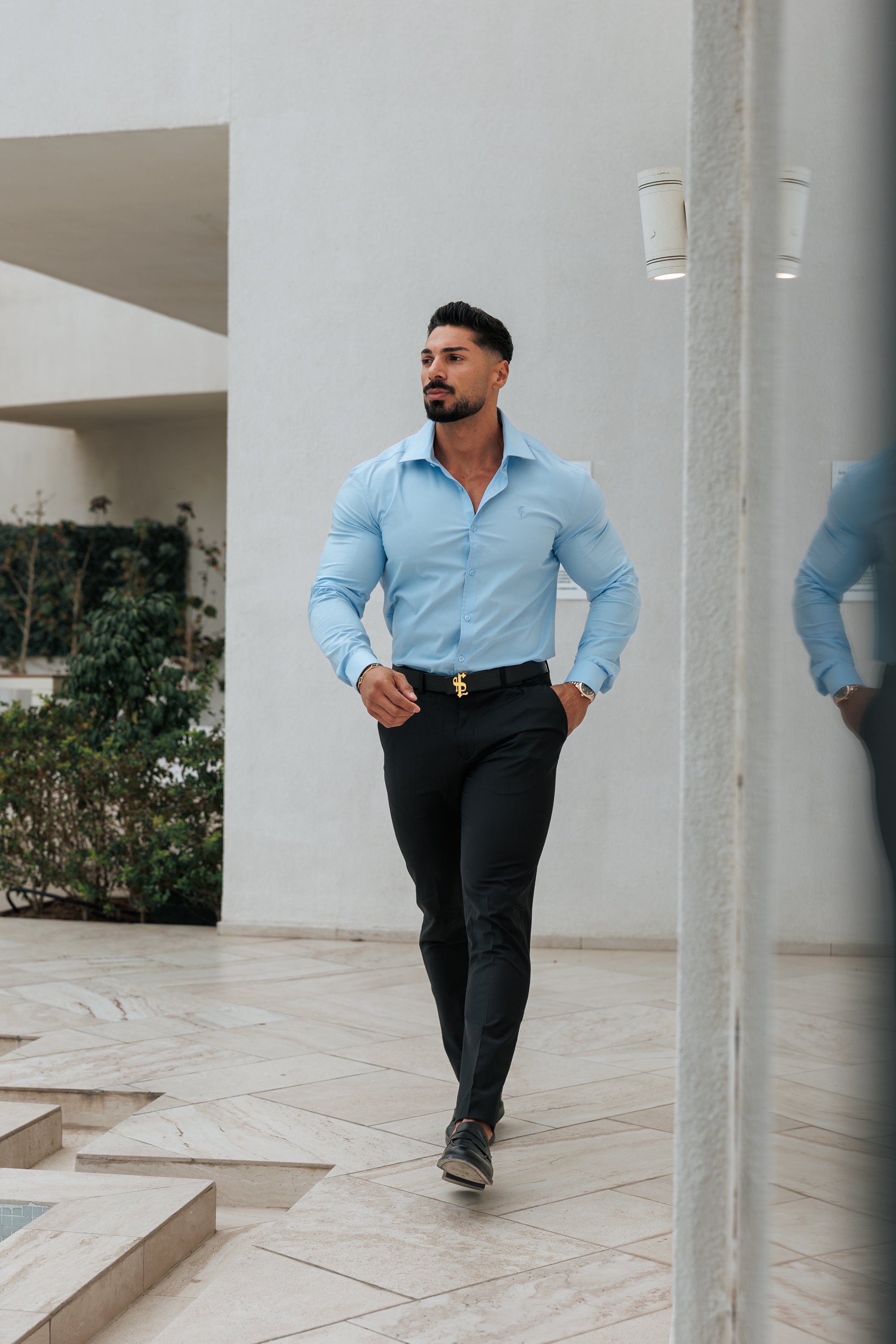 Muscle Fit Advanced Stretch Powder Blue with Cutaway Collar - FS1167