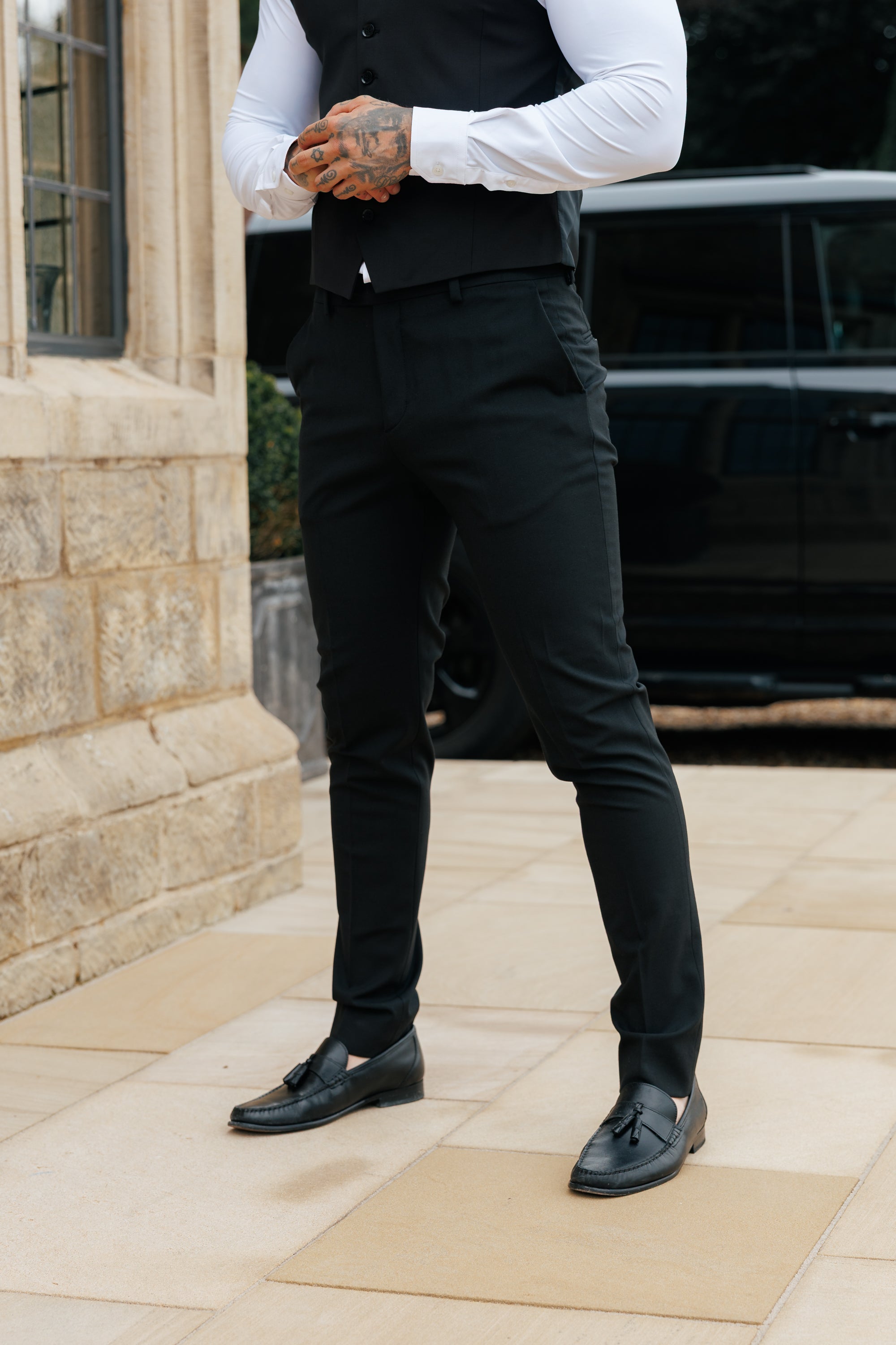 Relaxed Formal Black Stretch Trousers - FSTR020 RELAXED