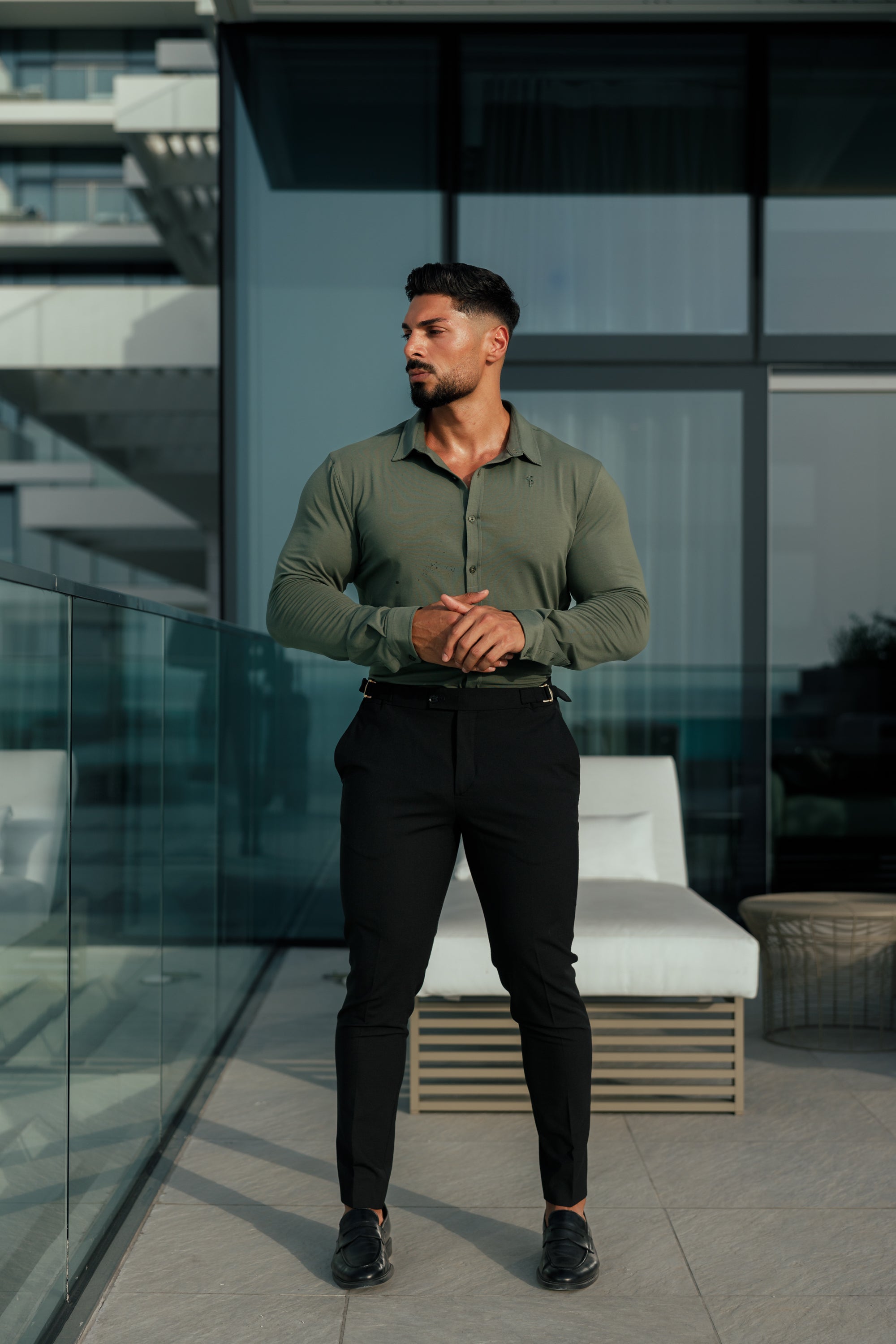 Fitted Khaki Long Sleeve Jersey - FSD003