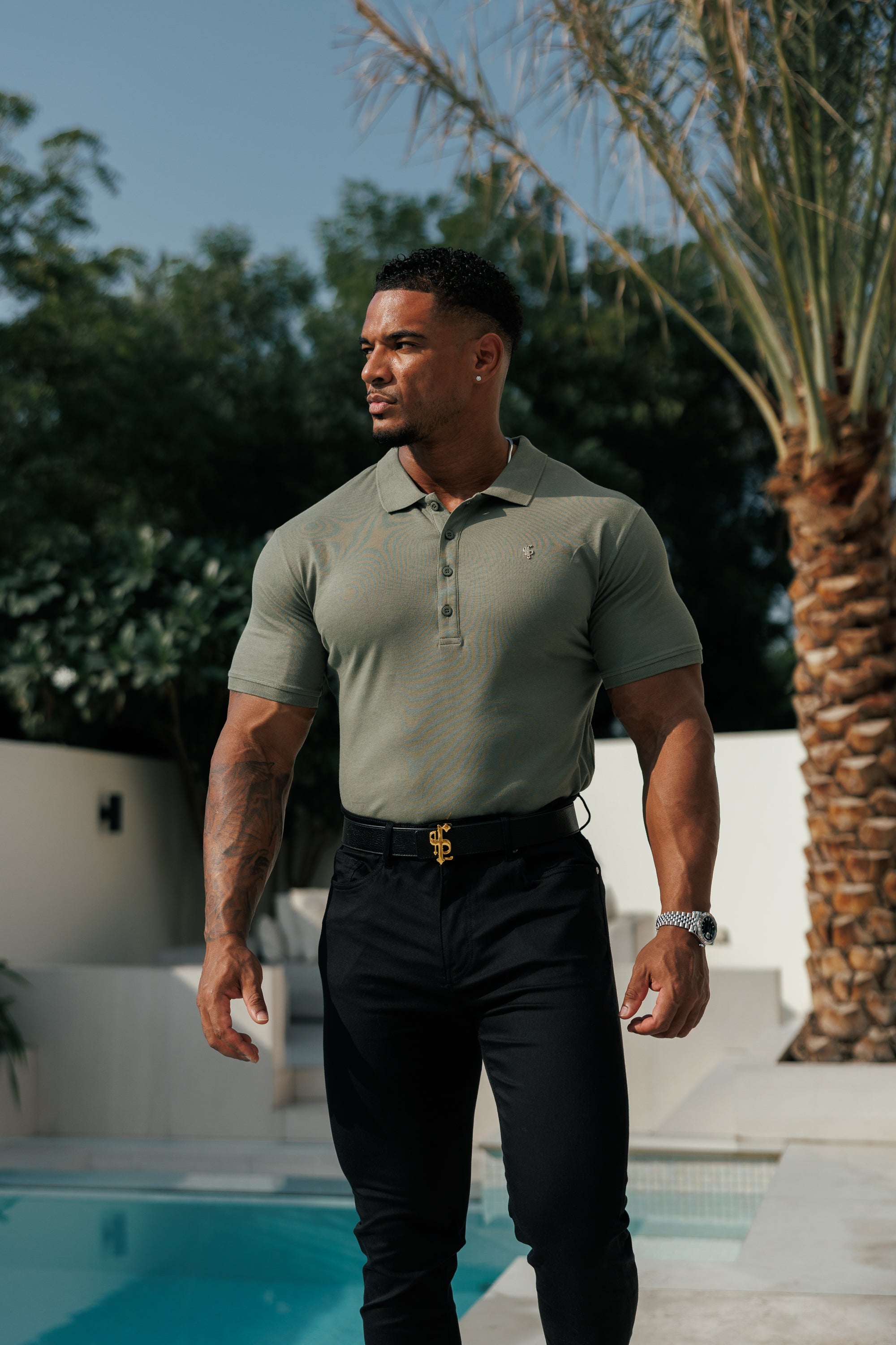 Olive / Gold Polo Shirt - FSH1408