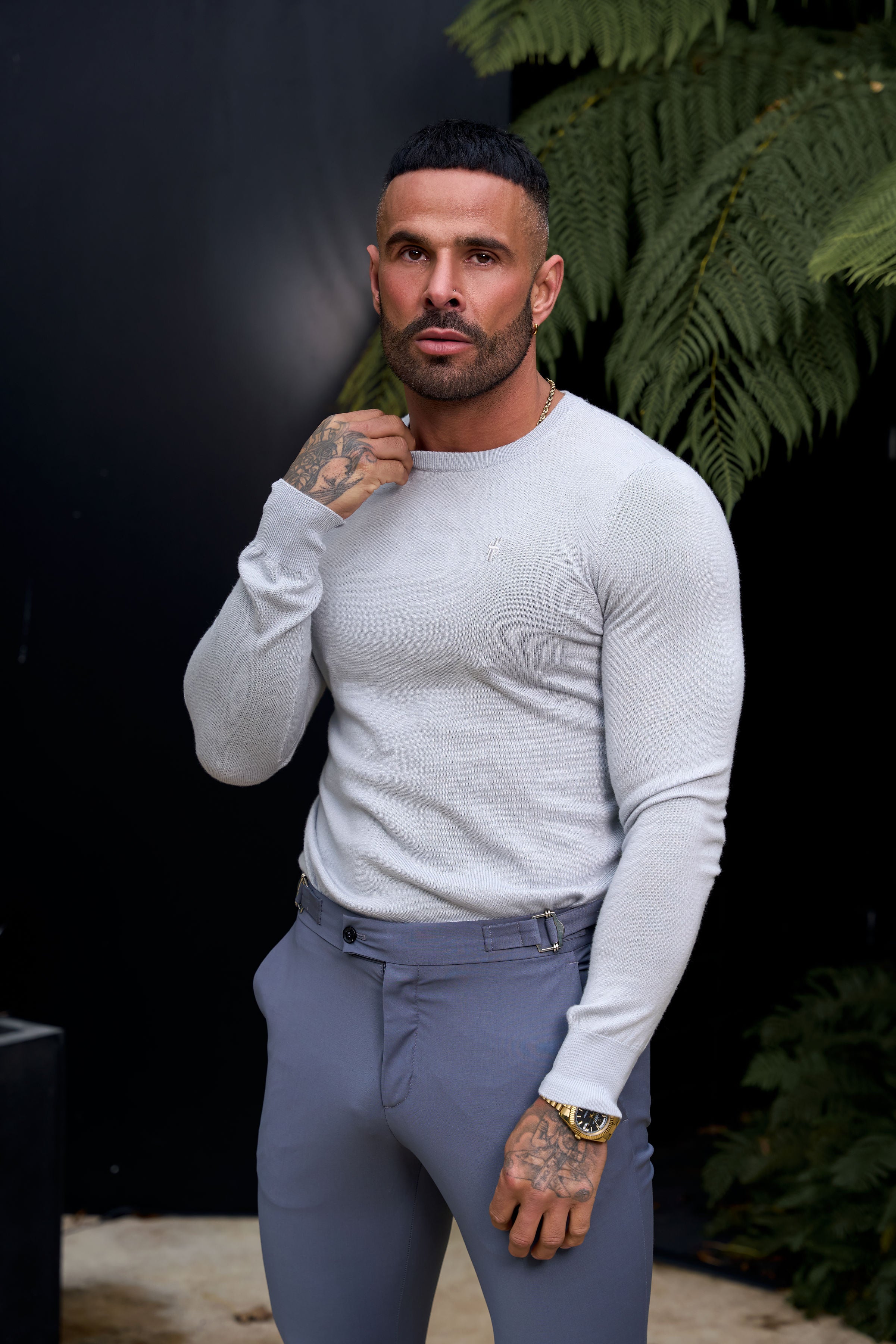 Slim Formal Grey Stretch Trousers with Side Adjusters - FST024