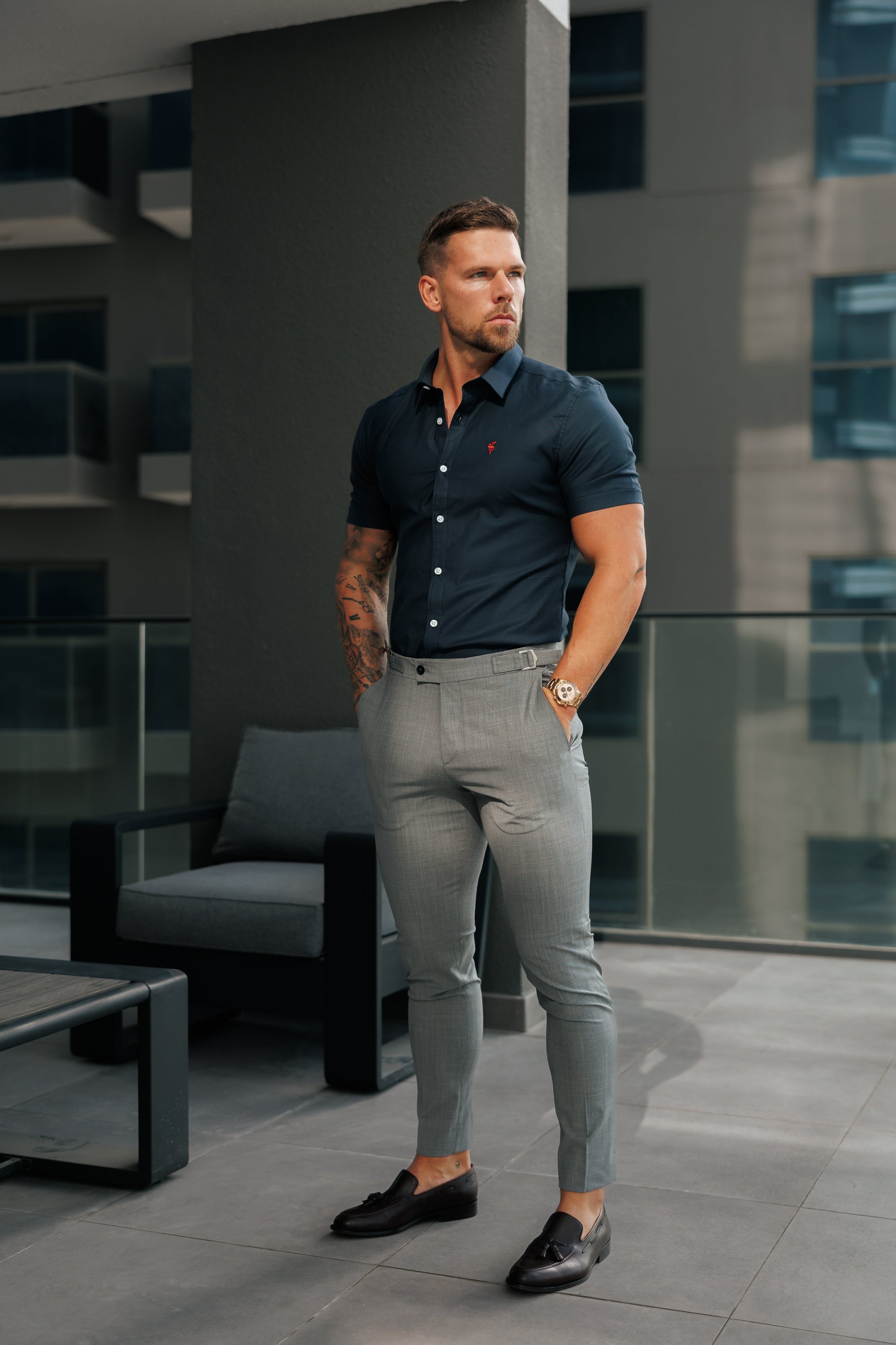 Super Slim Luxe Ultra Stretch Classic Navy SS with Red Branding - FS1158