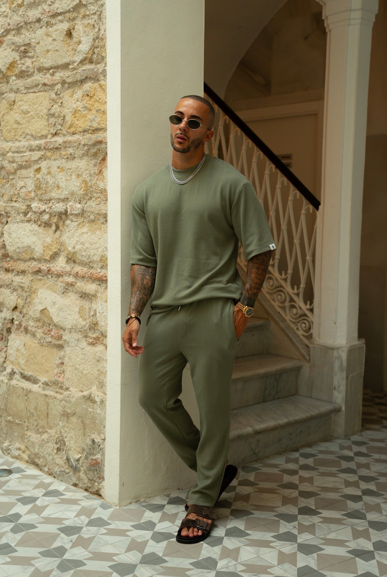 Jersey Cord Olive Oversized T-Shirt - FSR104