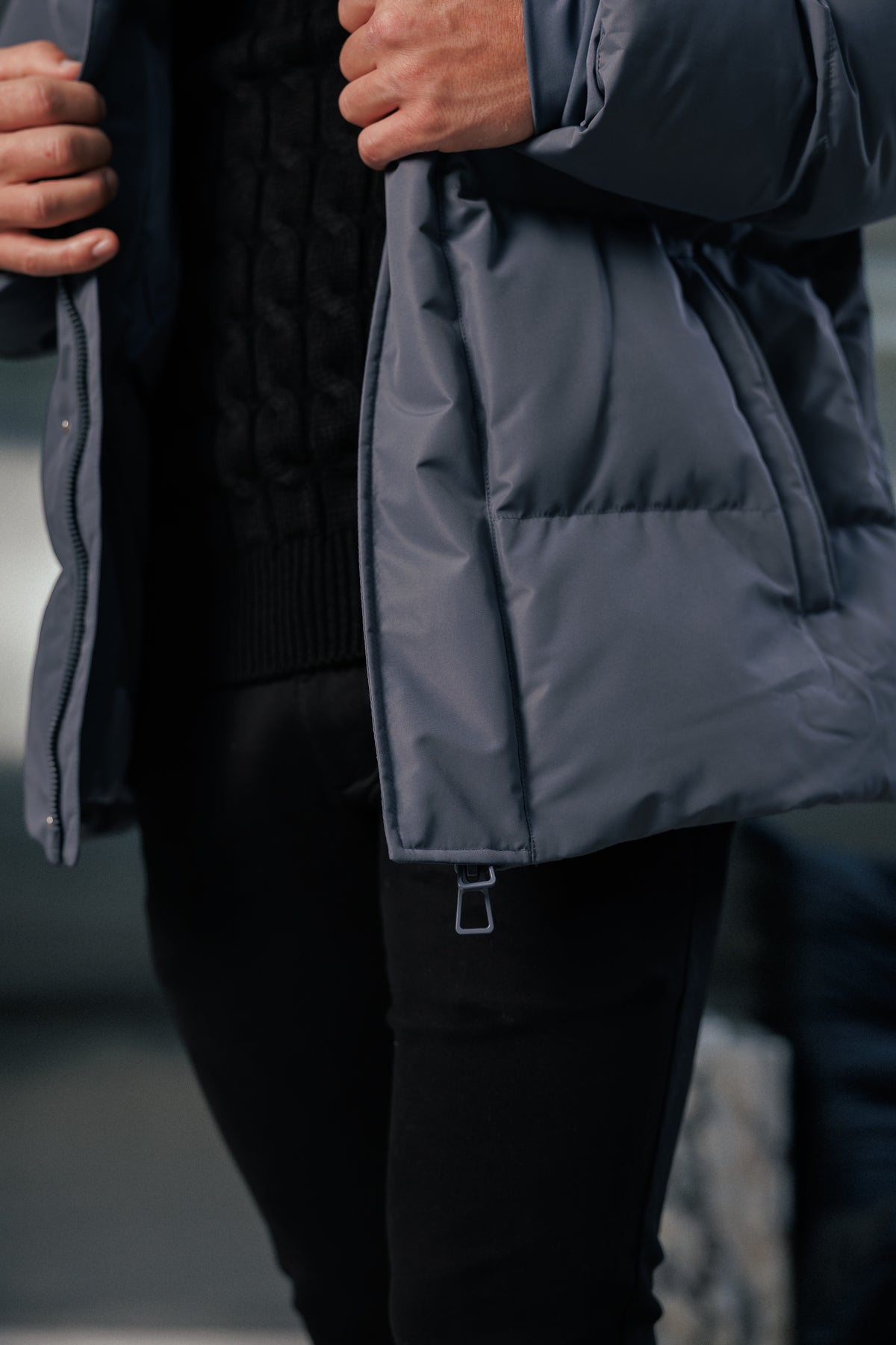 Gunmetal Padded Coat with Hood - FSN237 (PRE ORDER 24TH OCTOBER)