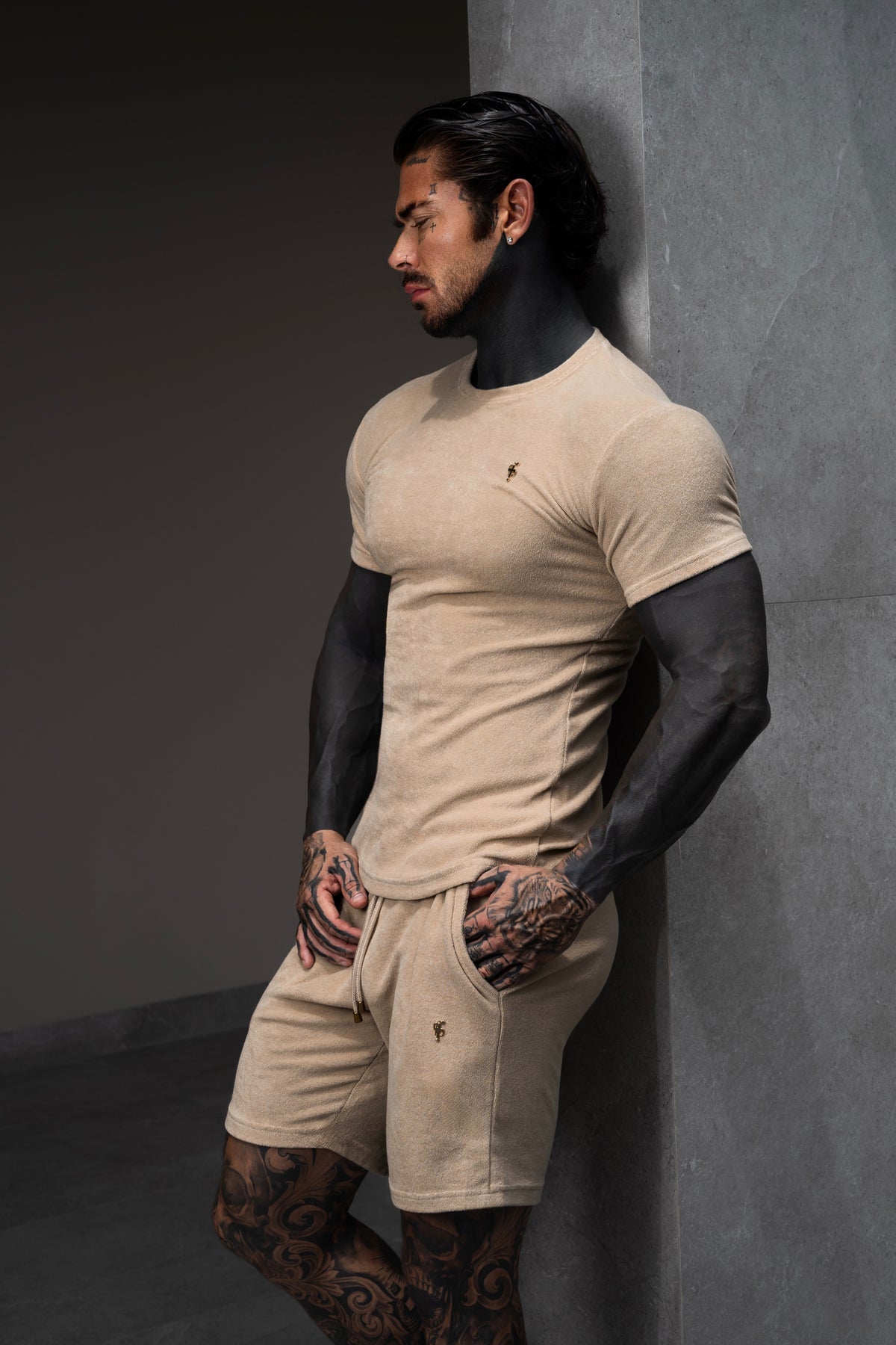 New Beige Towelling Shorts - FSH1483