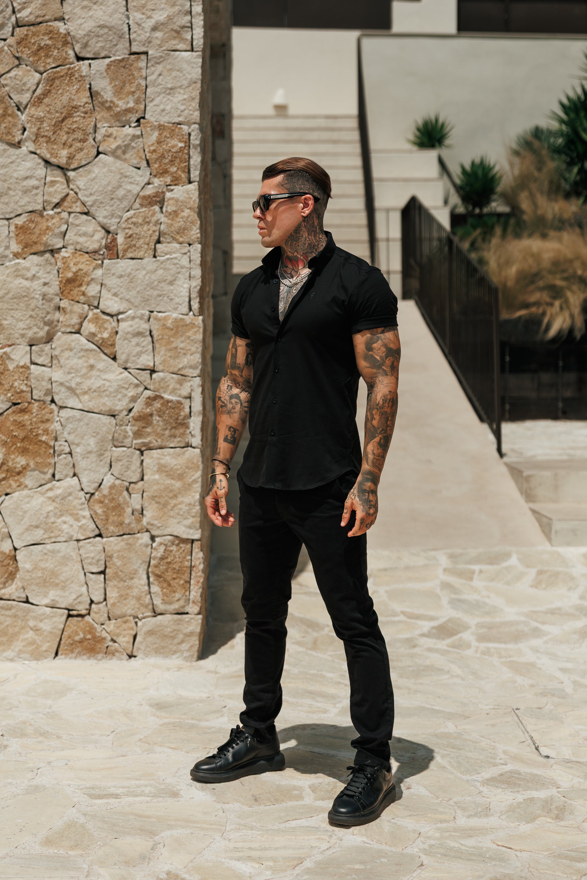 Classic Stretch Oxford Short Sleeve Black - FS1013