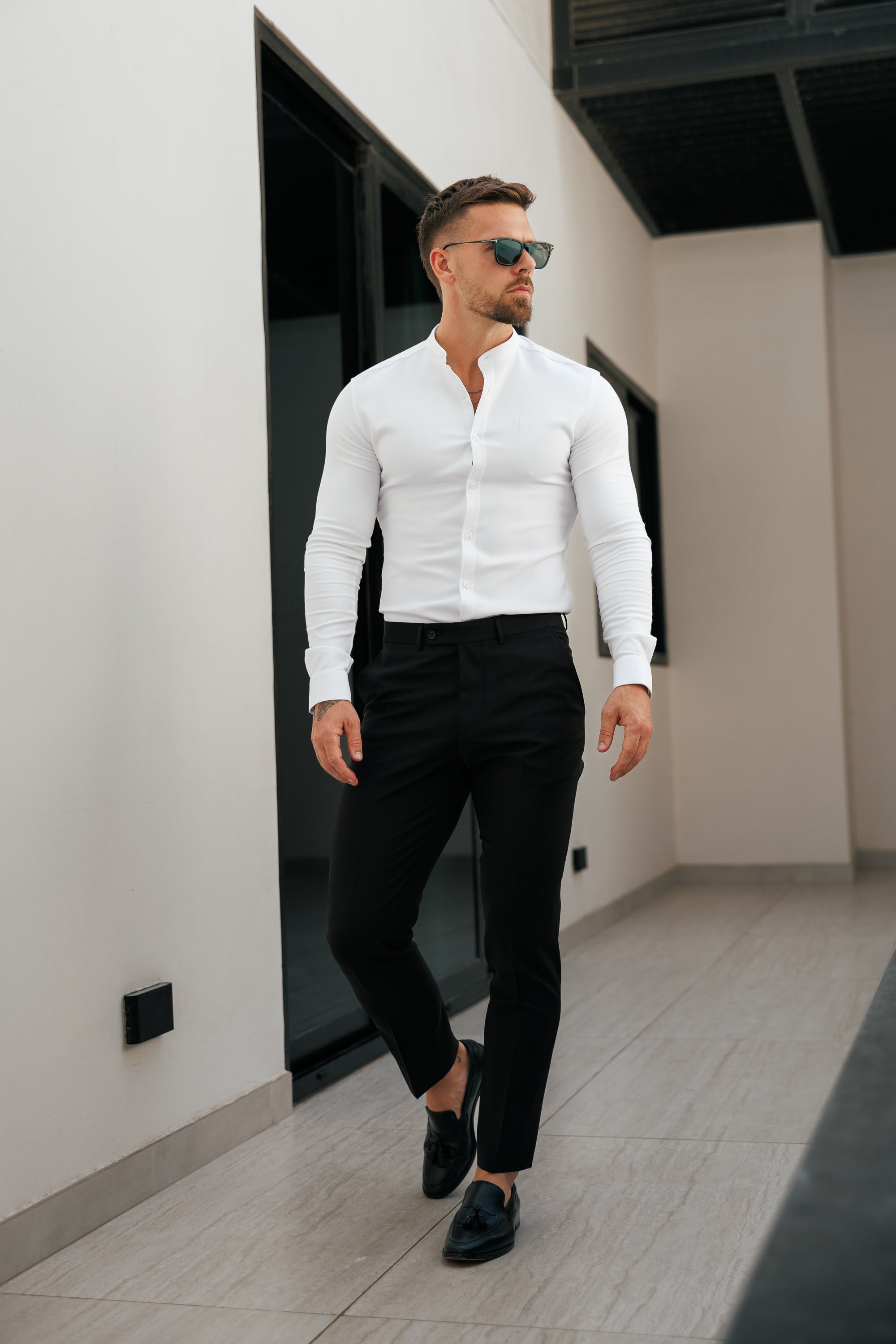 Relaxed Formal Black Stretch Trousers - FSTR020 RELAXED