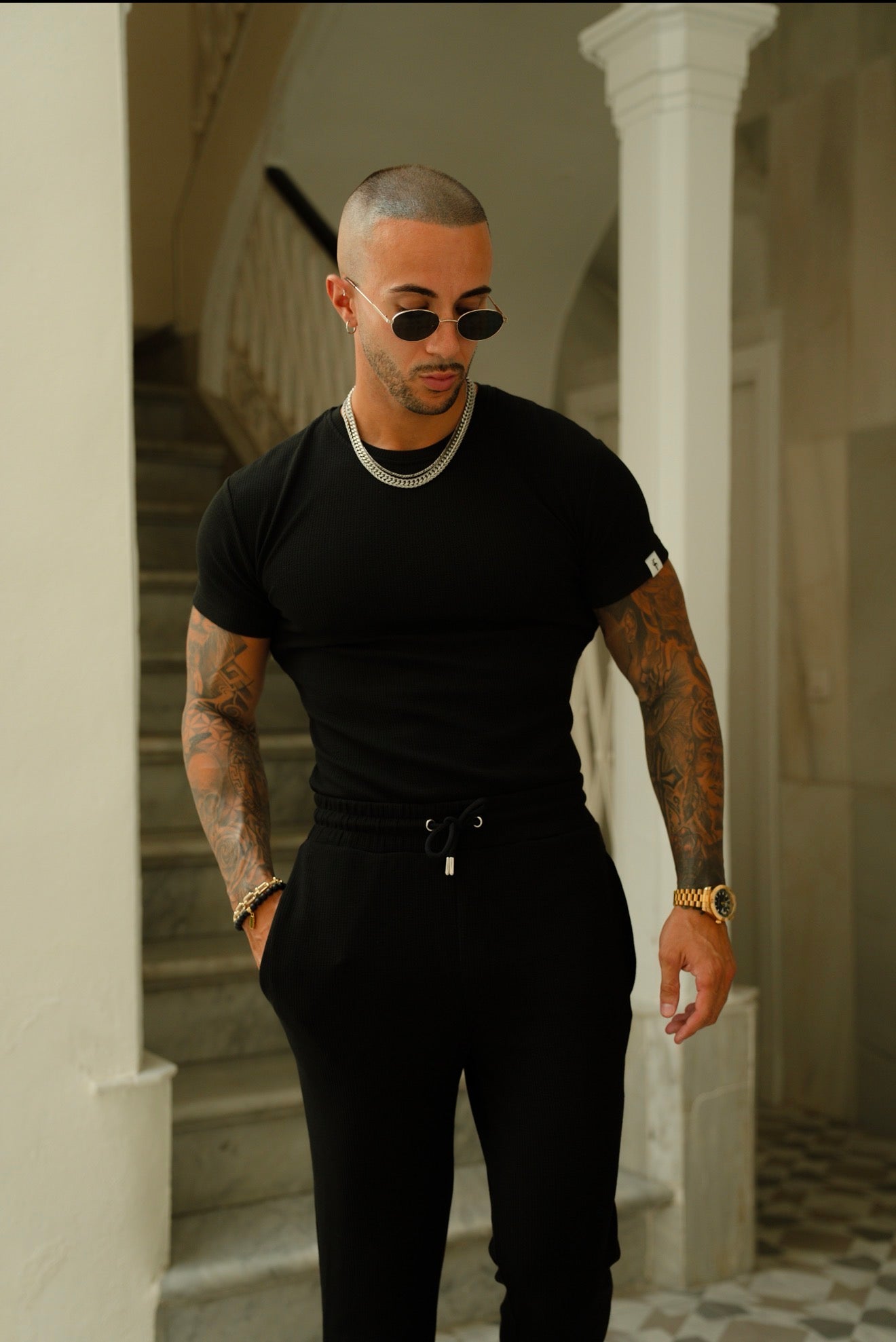 Jersey Cord Black T-Shirt - FSR094