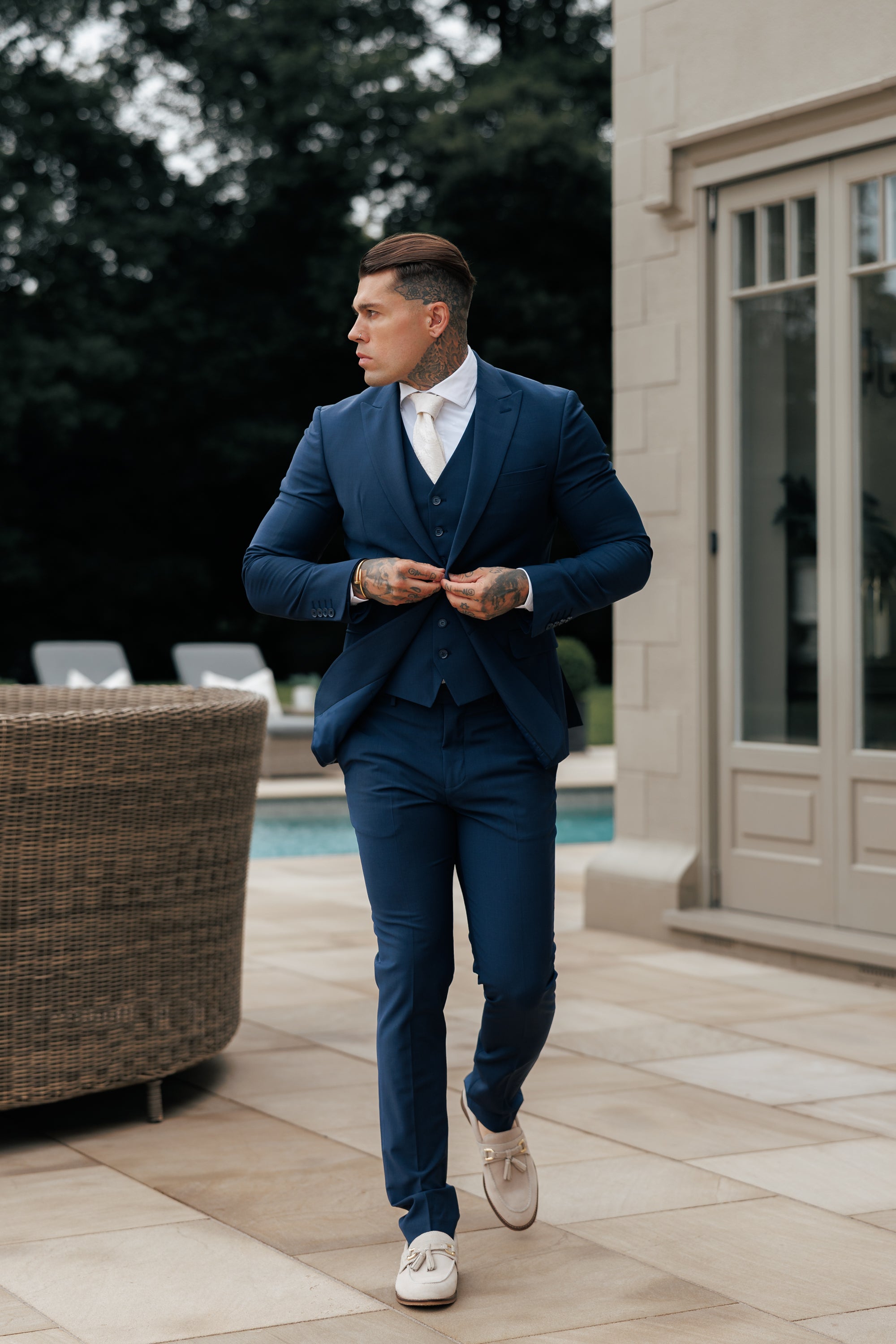 Relaxed Formal Navy Stretch Trousers - FSTR022 RELAXED