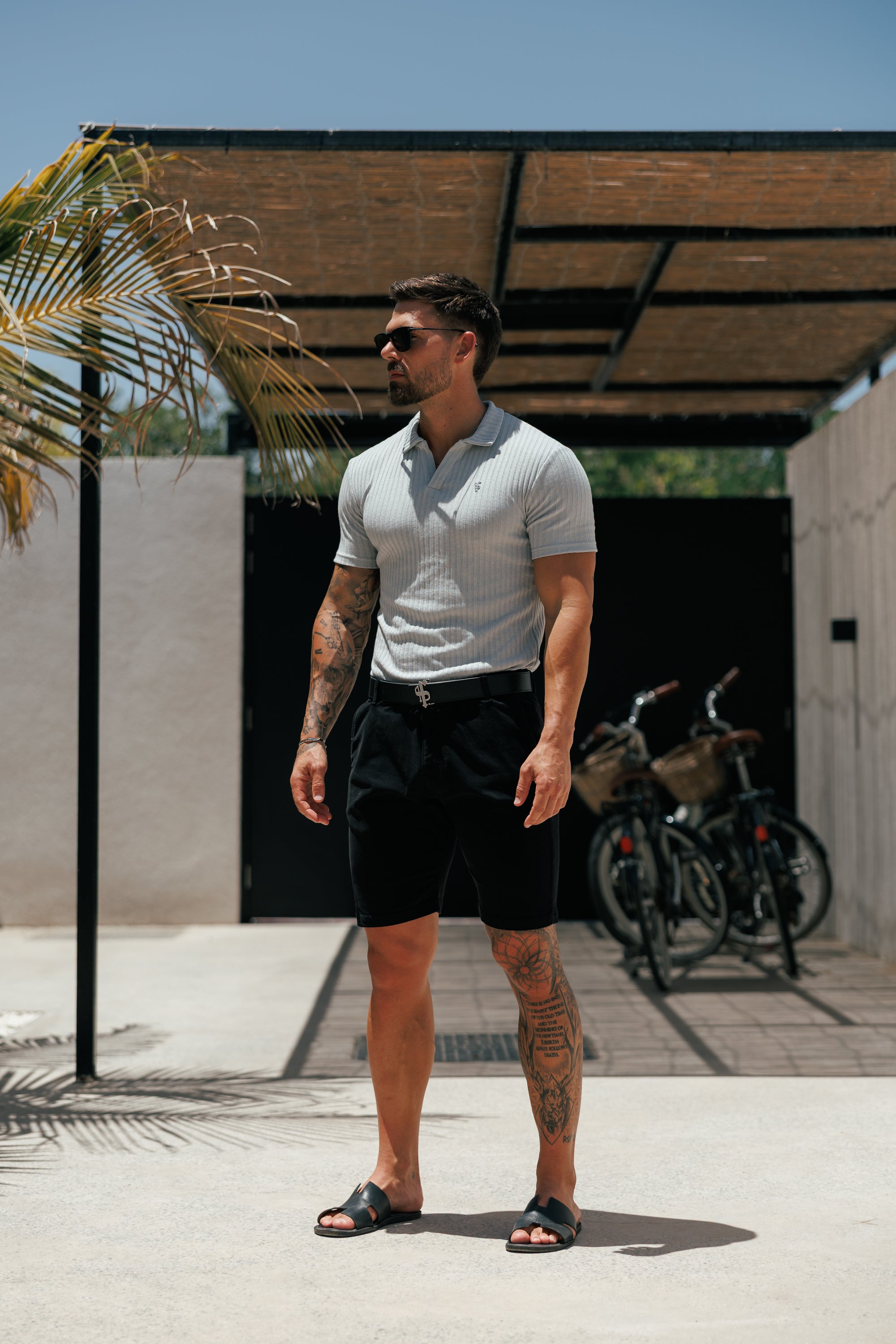 Slim Fit Black Chino Shorts - FSH266