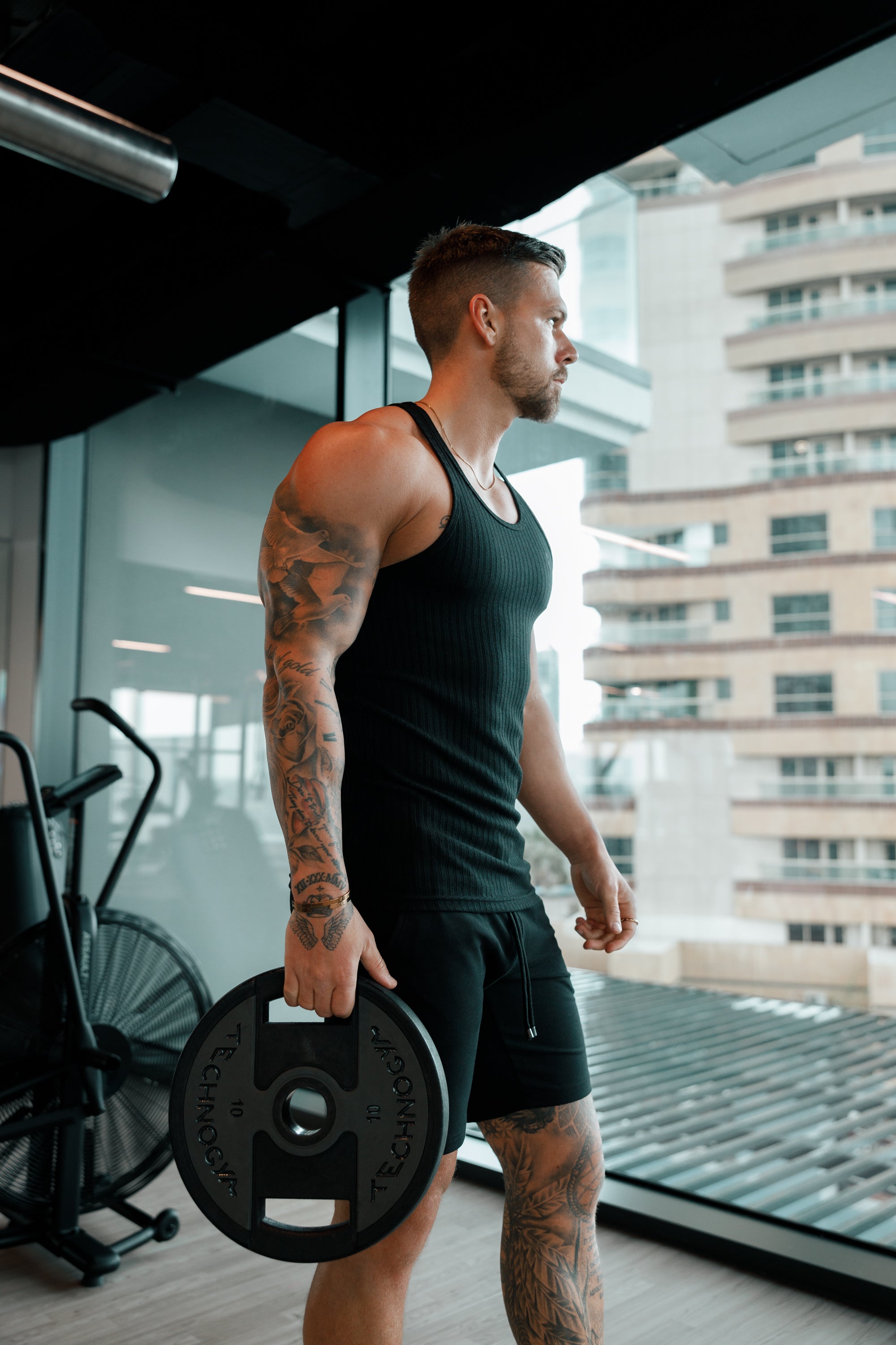 Classic Black / Black Ribbed Knit Super Slim Vest - FSH1019