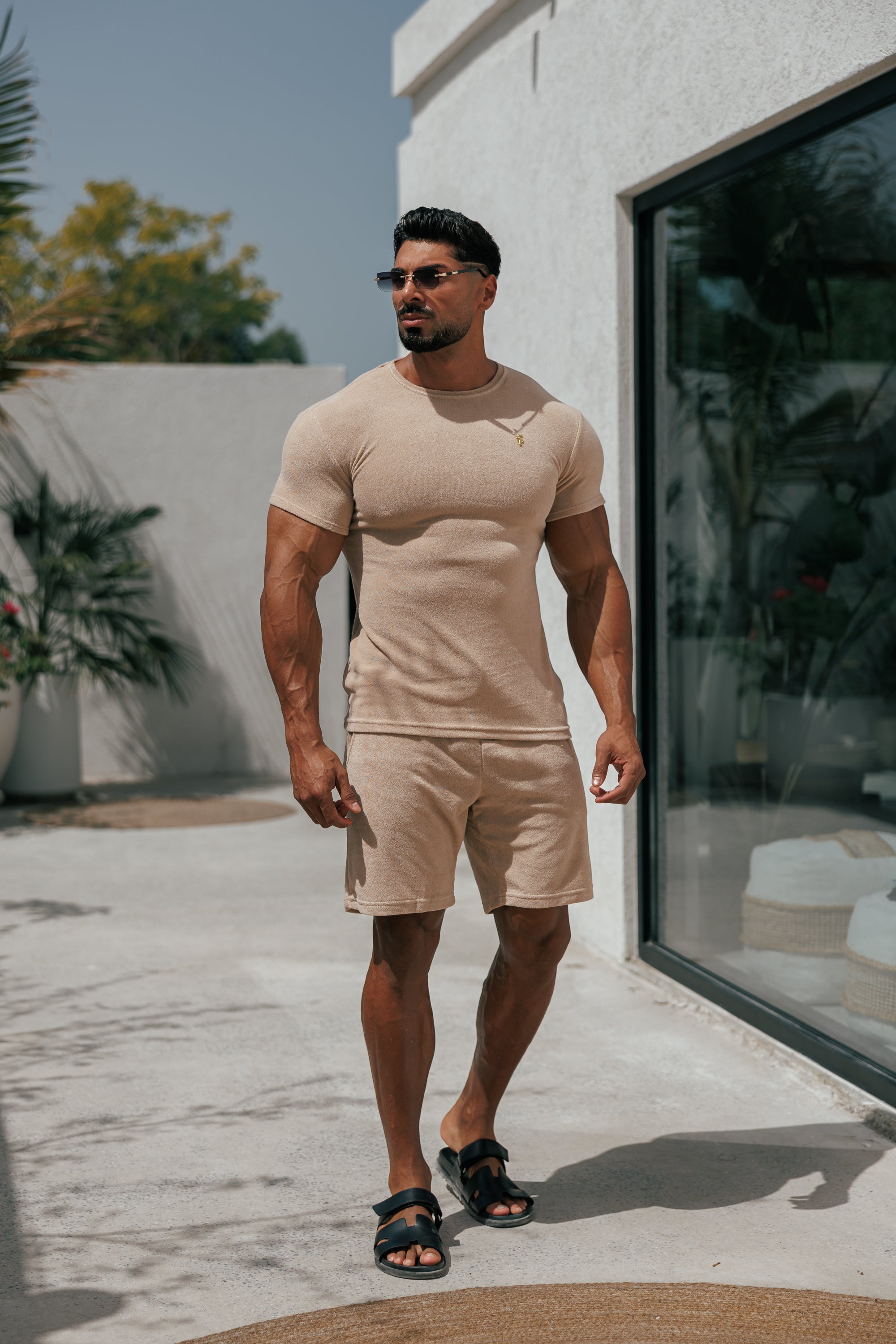 Beige Towelling Shorts - FSTS663