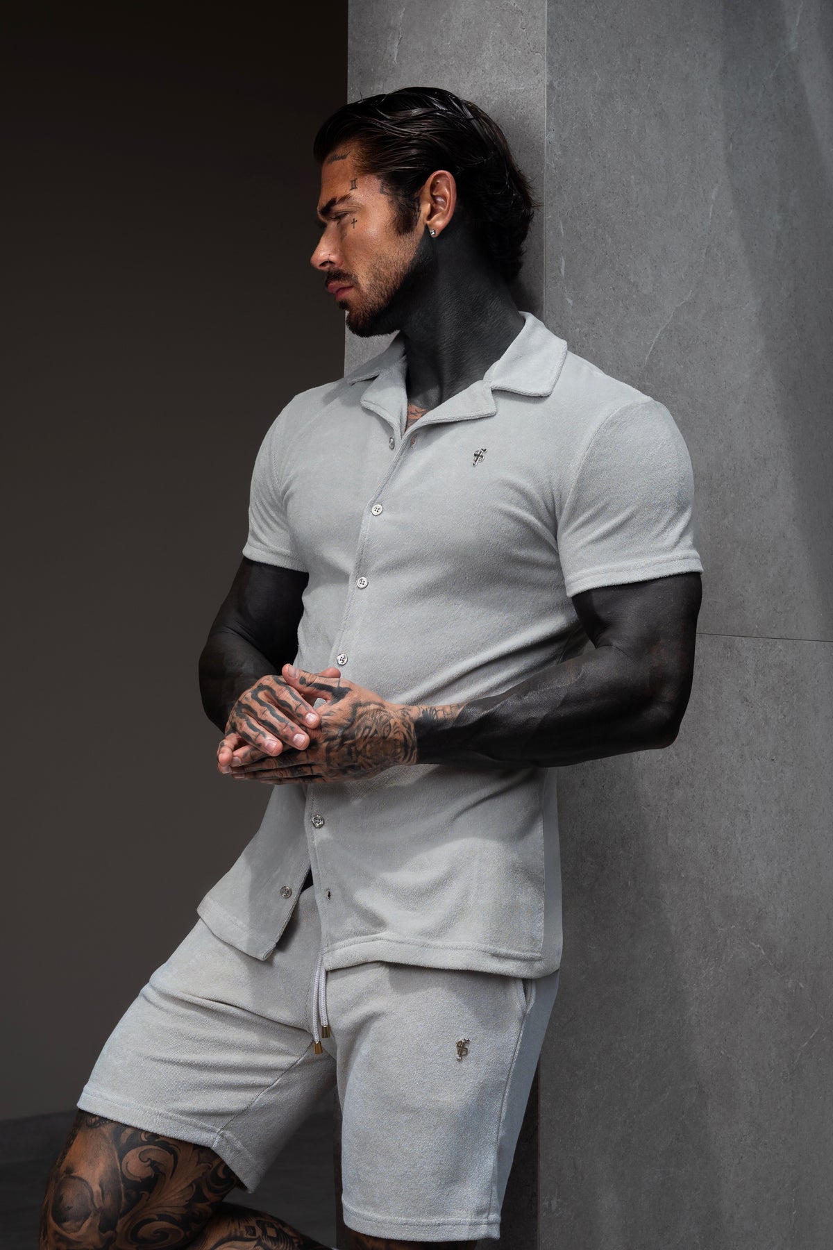 Light Grey Towelling Shorts - FSH659