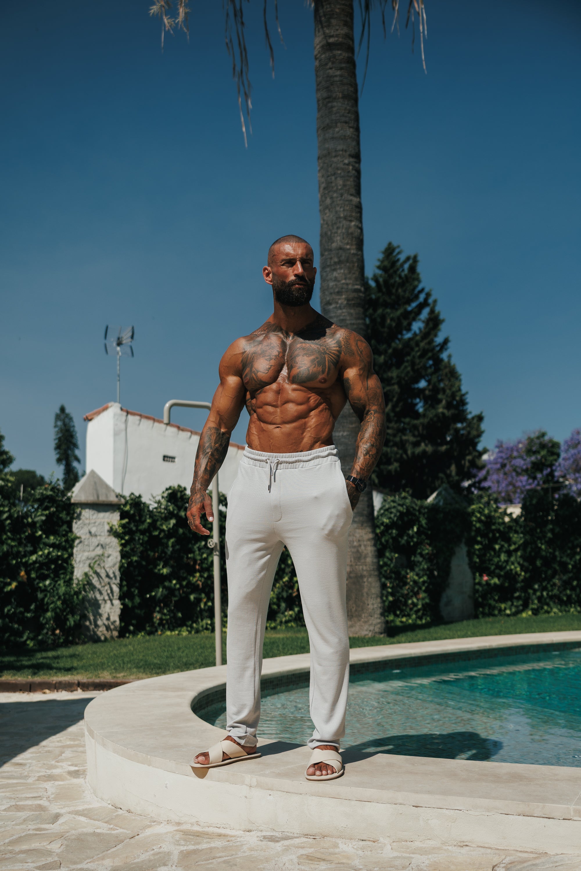 Jersey Cord Slim Light Grey Trousers - FSR091 (PRE ORDER 30TH JUNE)