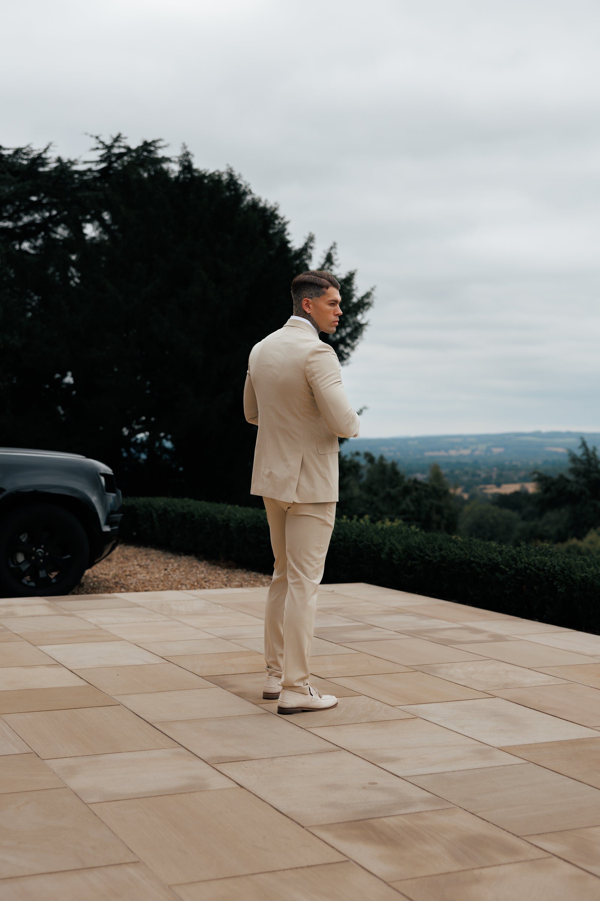 Slim Formal Beige Stretch Trousers - FST038