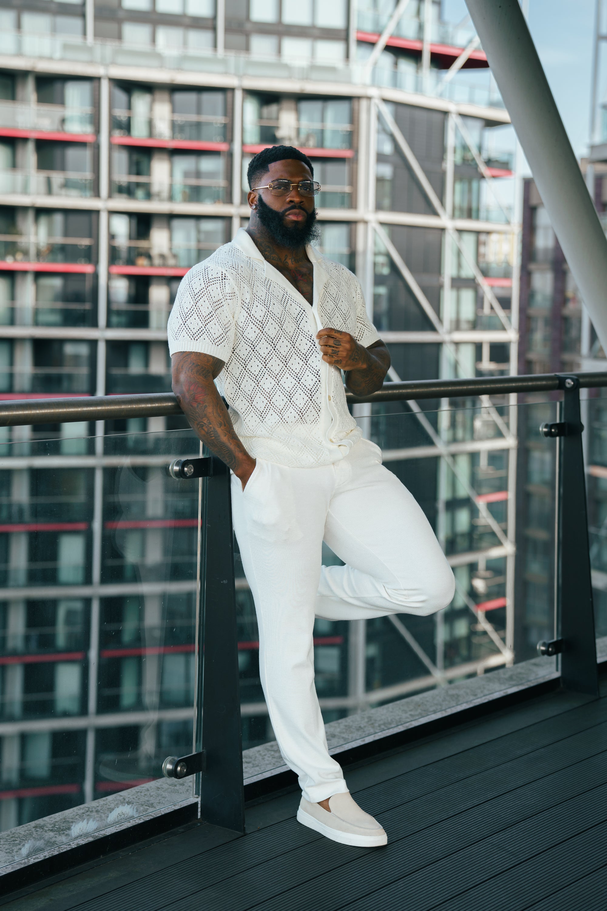 Crochet Shirt Cream Short Sleeve - FSJ078