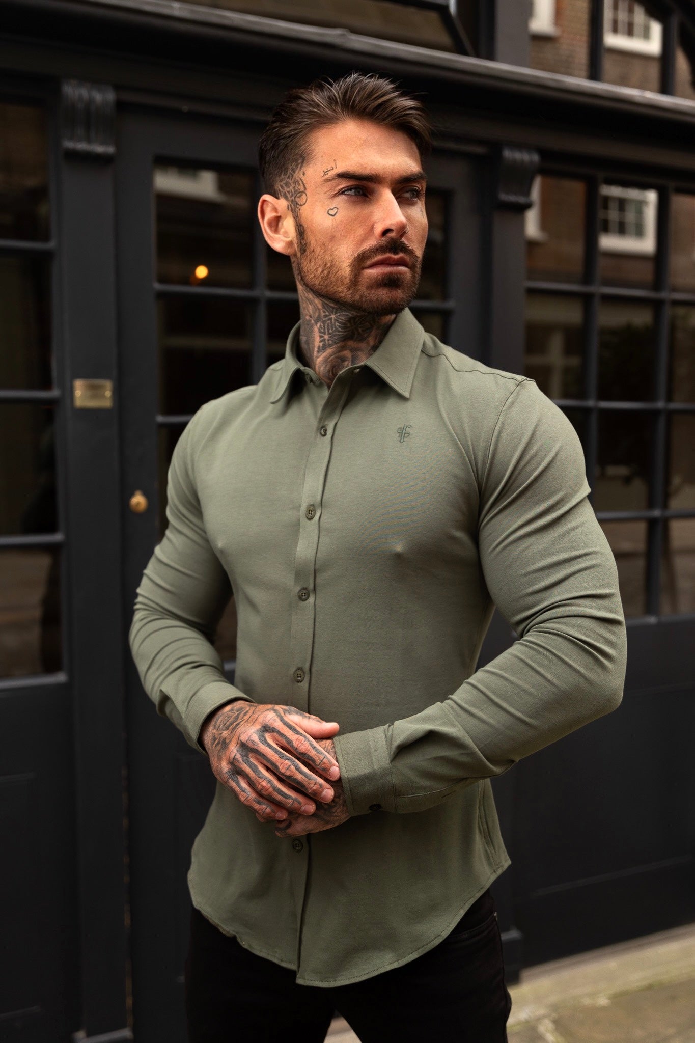 Fitted Khaki Long Sleeve Jersey - FSD003