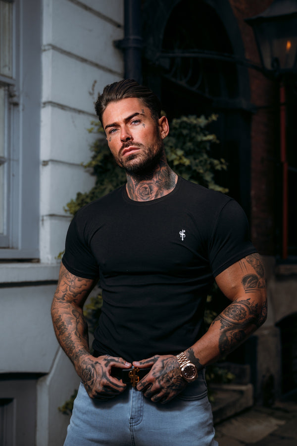 Father Sons Classic Black / White Curved Hem Crew T Shirt - FSH923 (PRE ORDER 11TH APRIL)