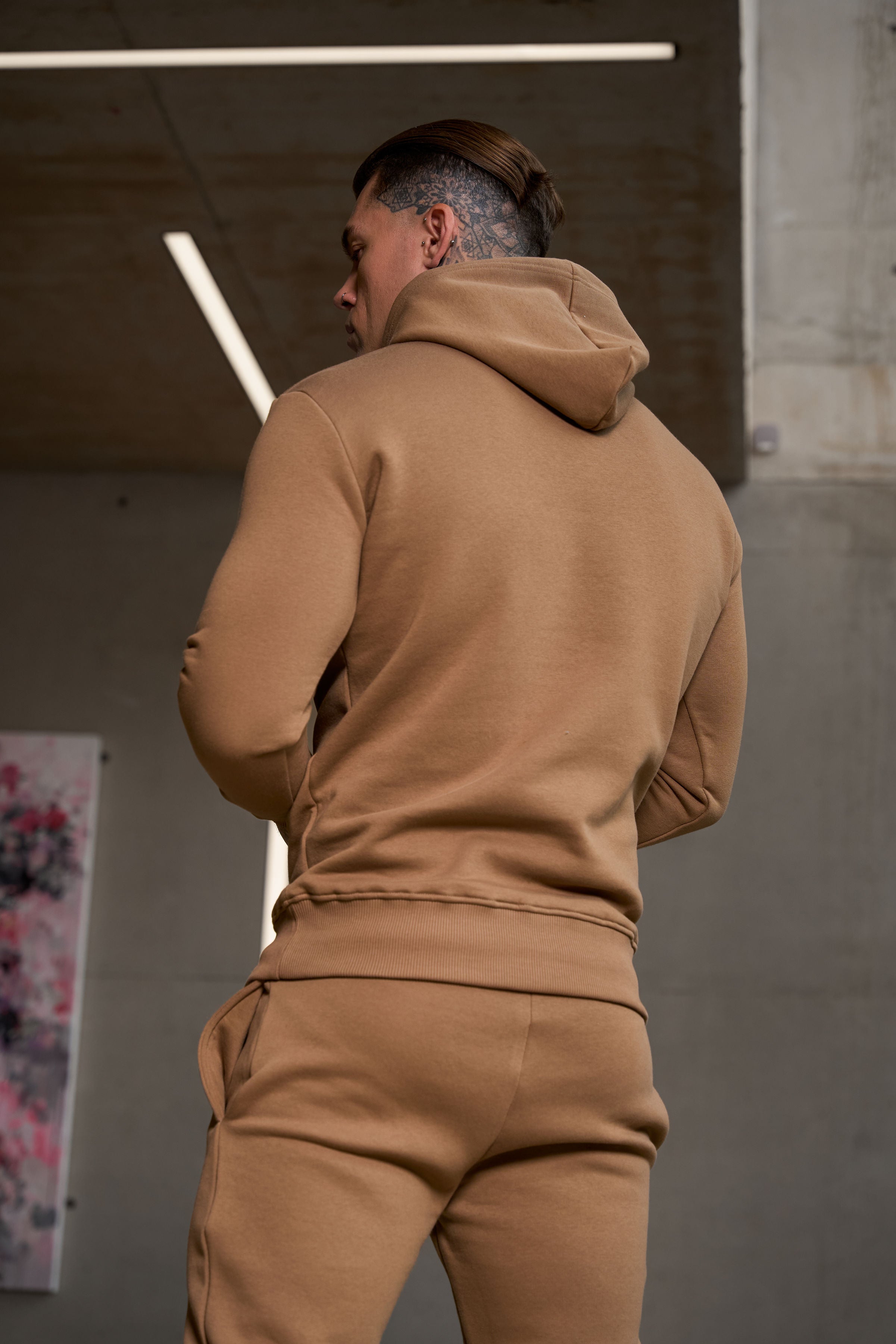 Plain Taupe Hoodie With FS Branding - FSH1191
