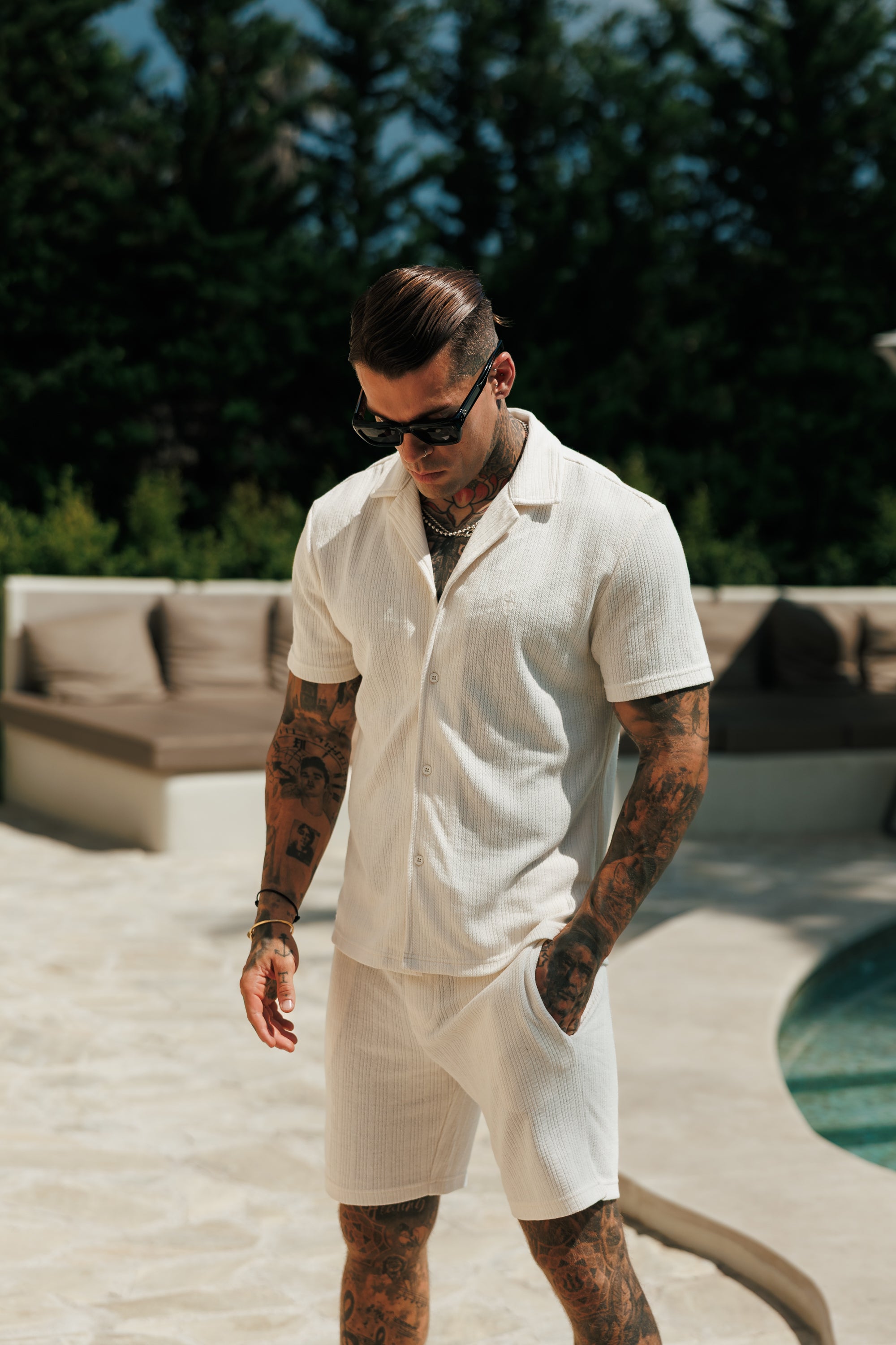 Waffle Revere Short Sleeve Shirt Off White - FSR109
