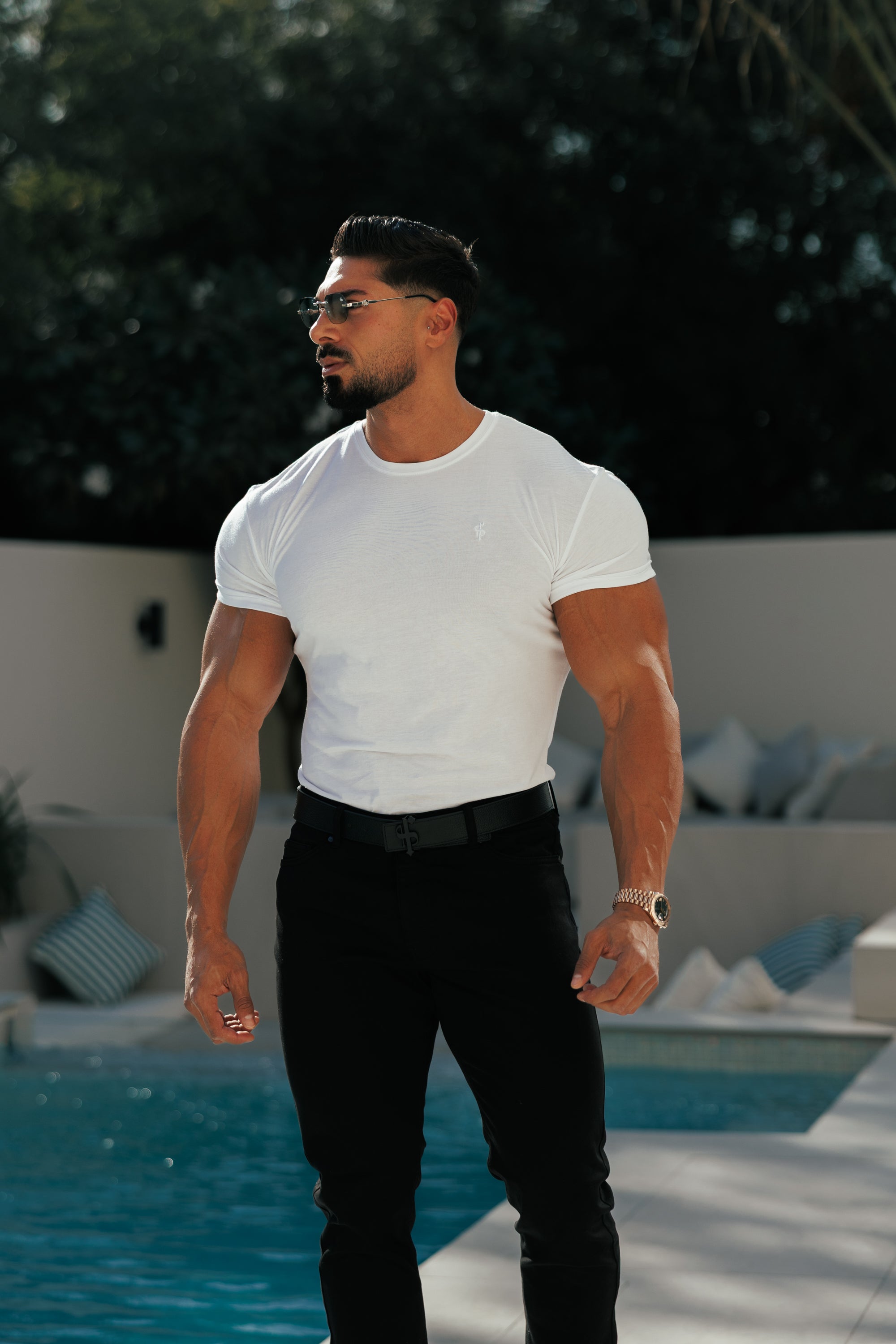 White Bamboo Crew T Shirt - FSH576