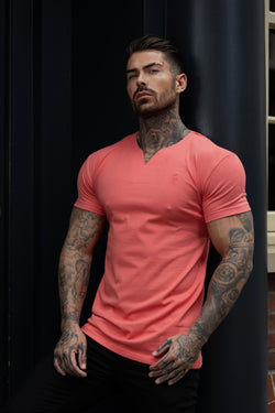 Father Sons Advanced V Neck Crew Short Sleeve Coral - FSH1018