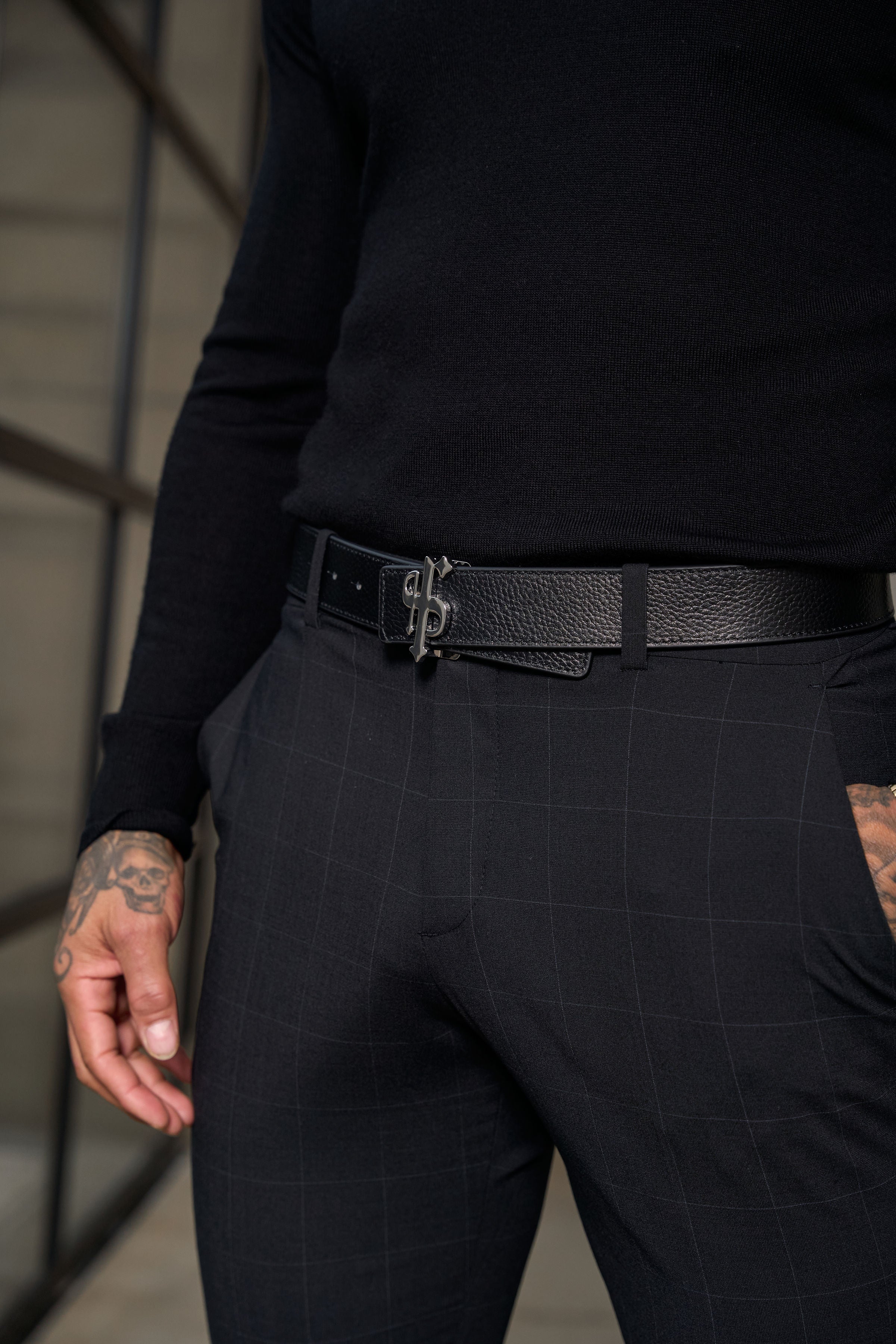 Relaxed Formal Black / Silver Check Trouser - FSTR014