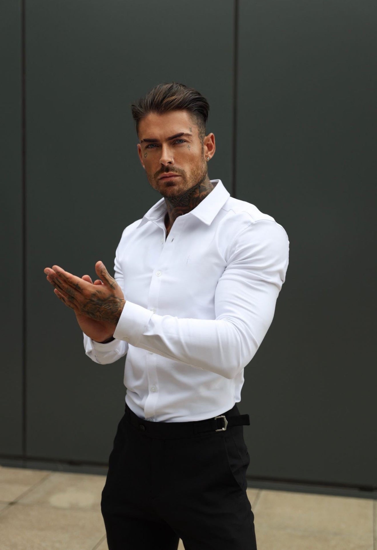 Super Slim Stretch Classic White with Cutaway Collar - FS1183
