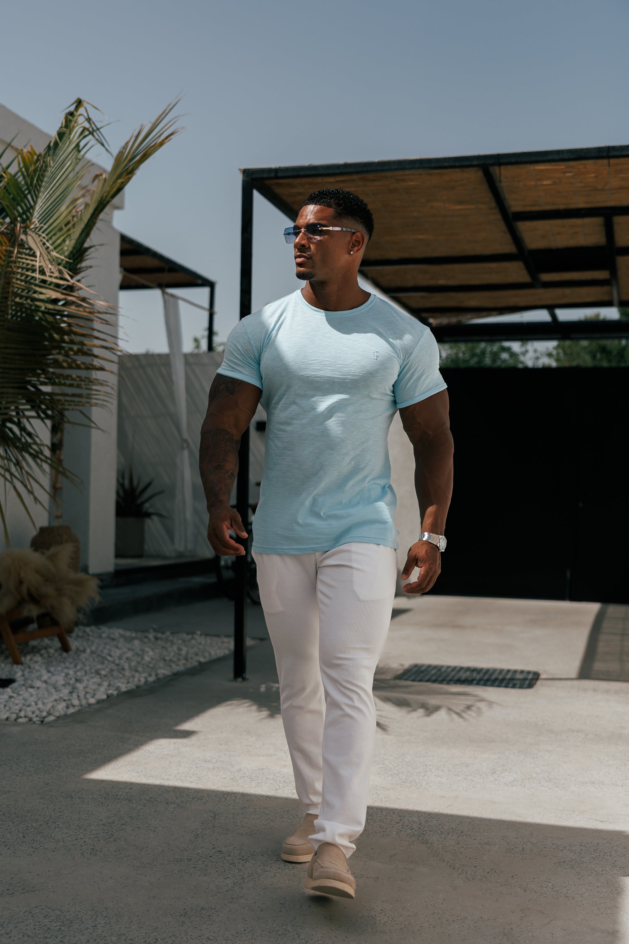 Jersey Cord Relaxed White Trousers - FSR013