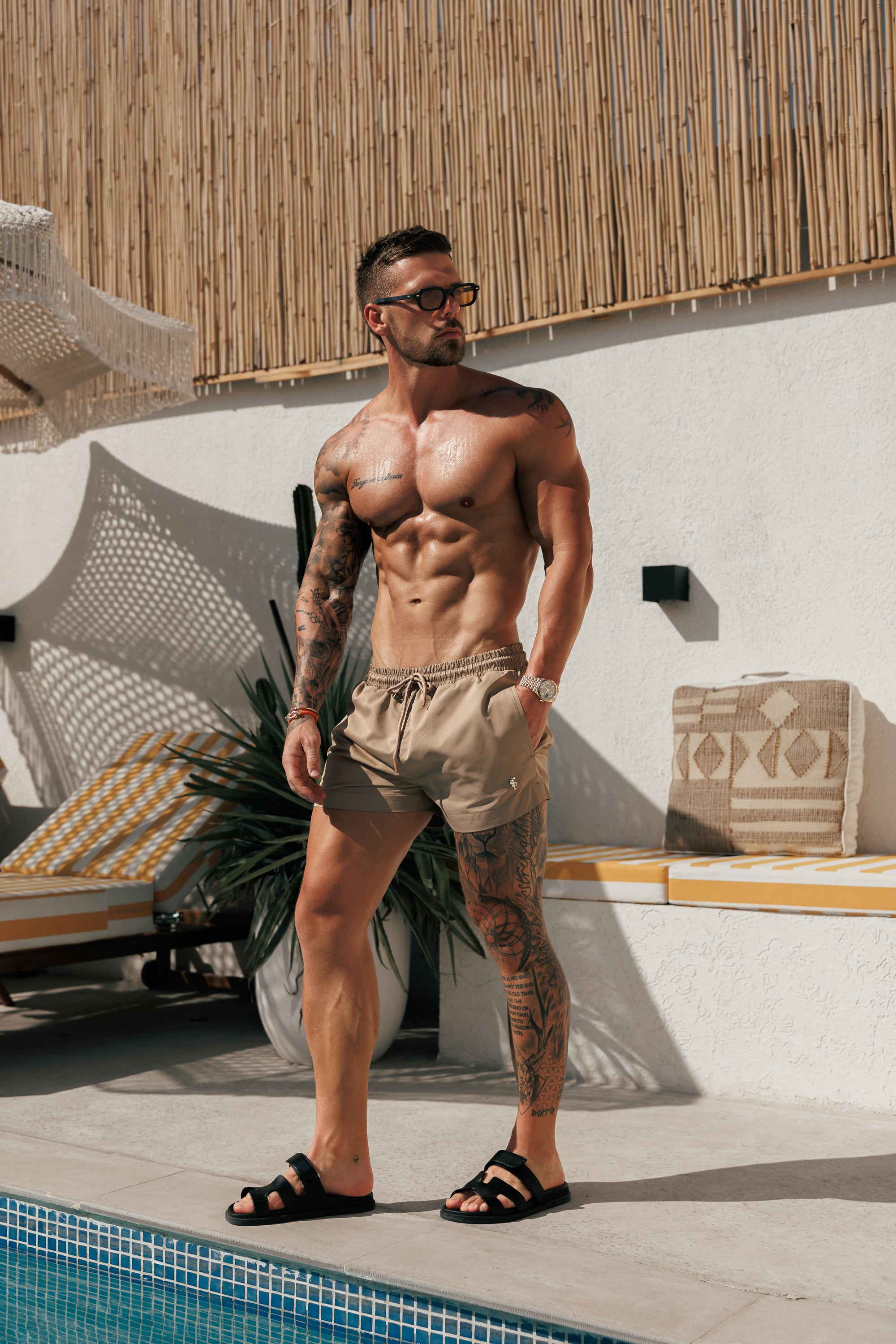 Taupe / Silver Swim Shorts - FSH1318