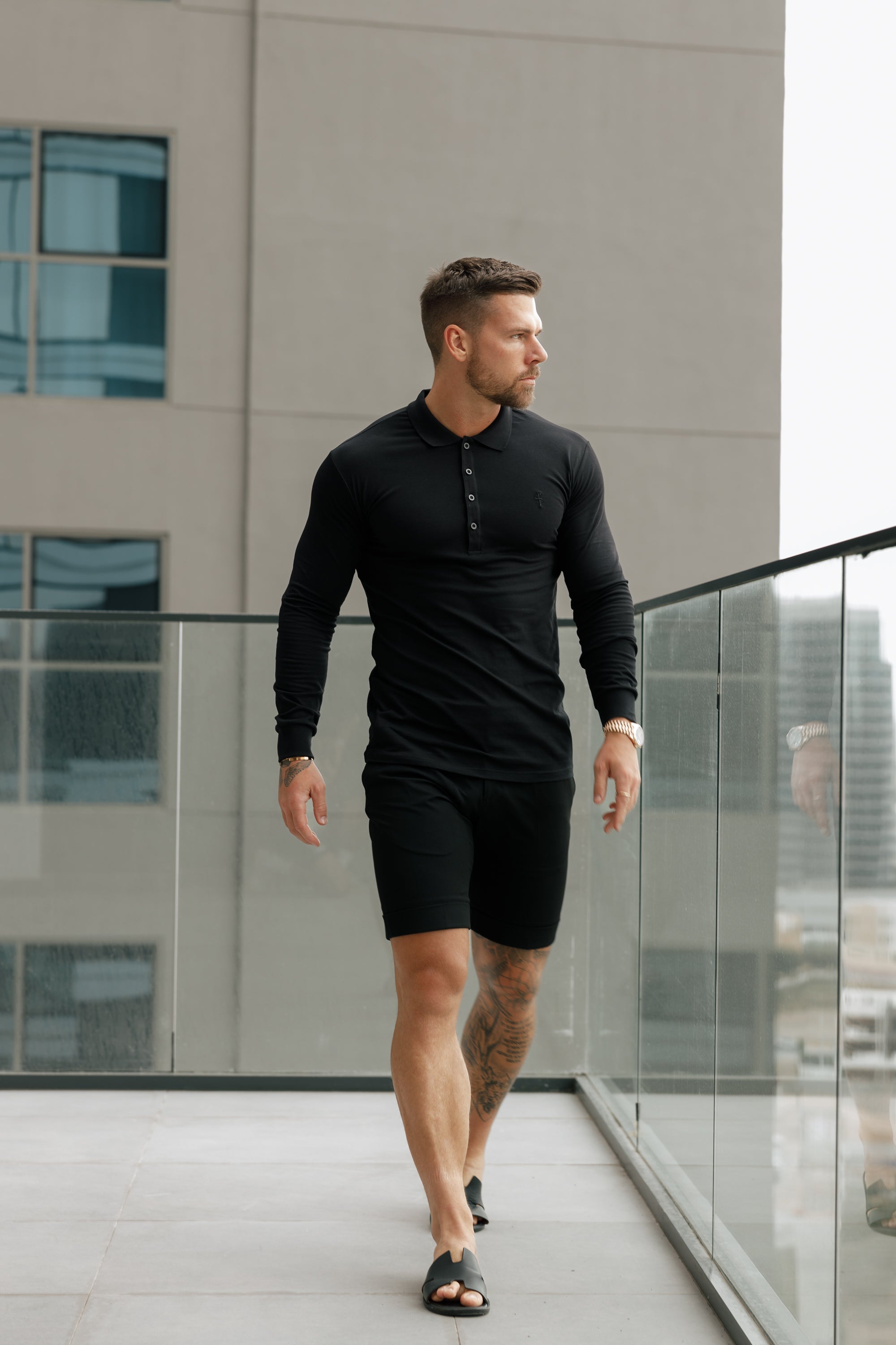 Tailored Black Shorts With Belt Loops - FSTS001
