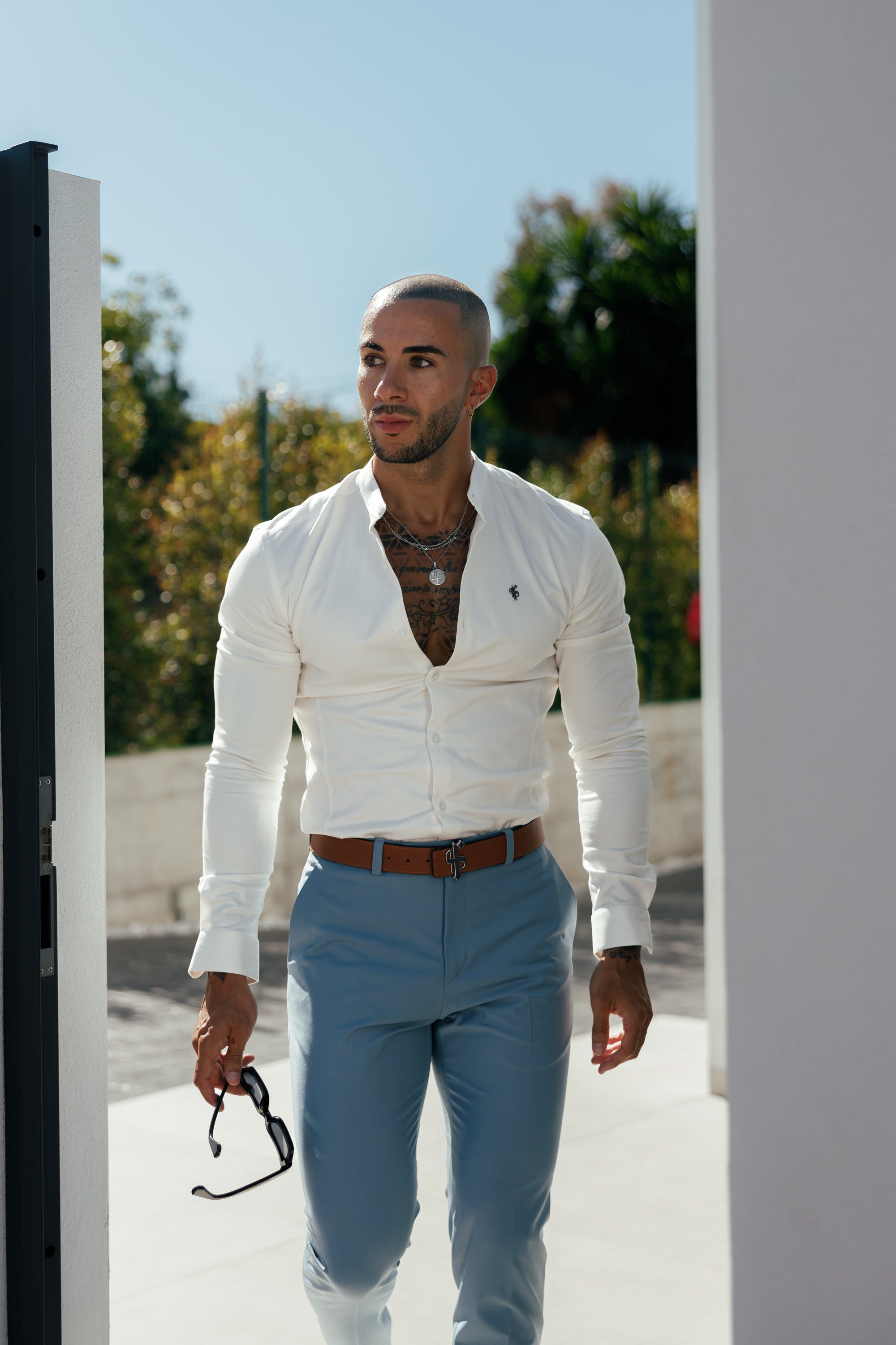 Slim Formal Airforce Blue Stretch Trousers - FST025