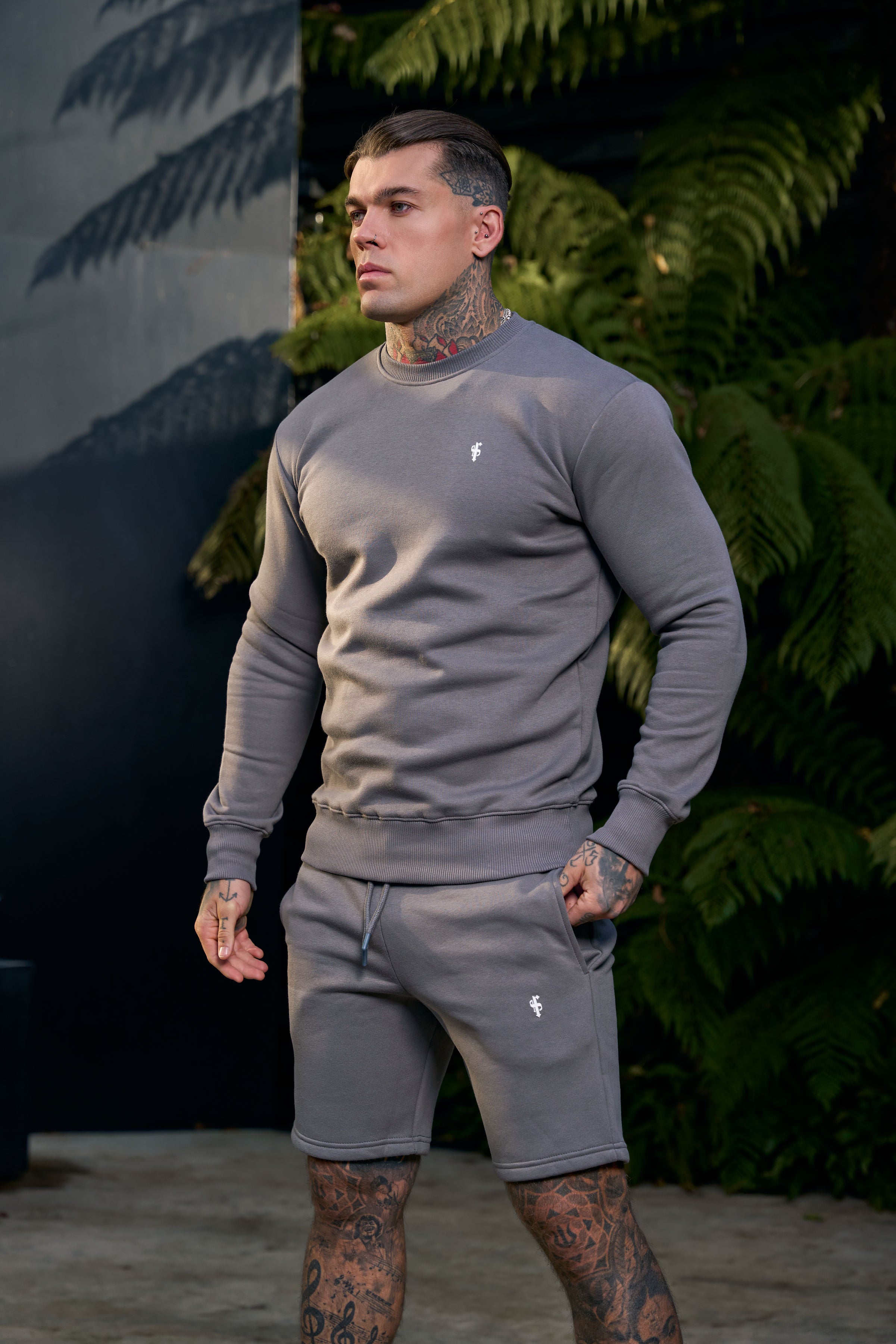 Plain Charcoal Crew Jumper With FS Branding - FSH1187