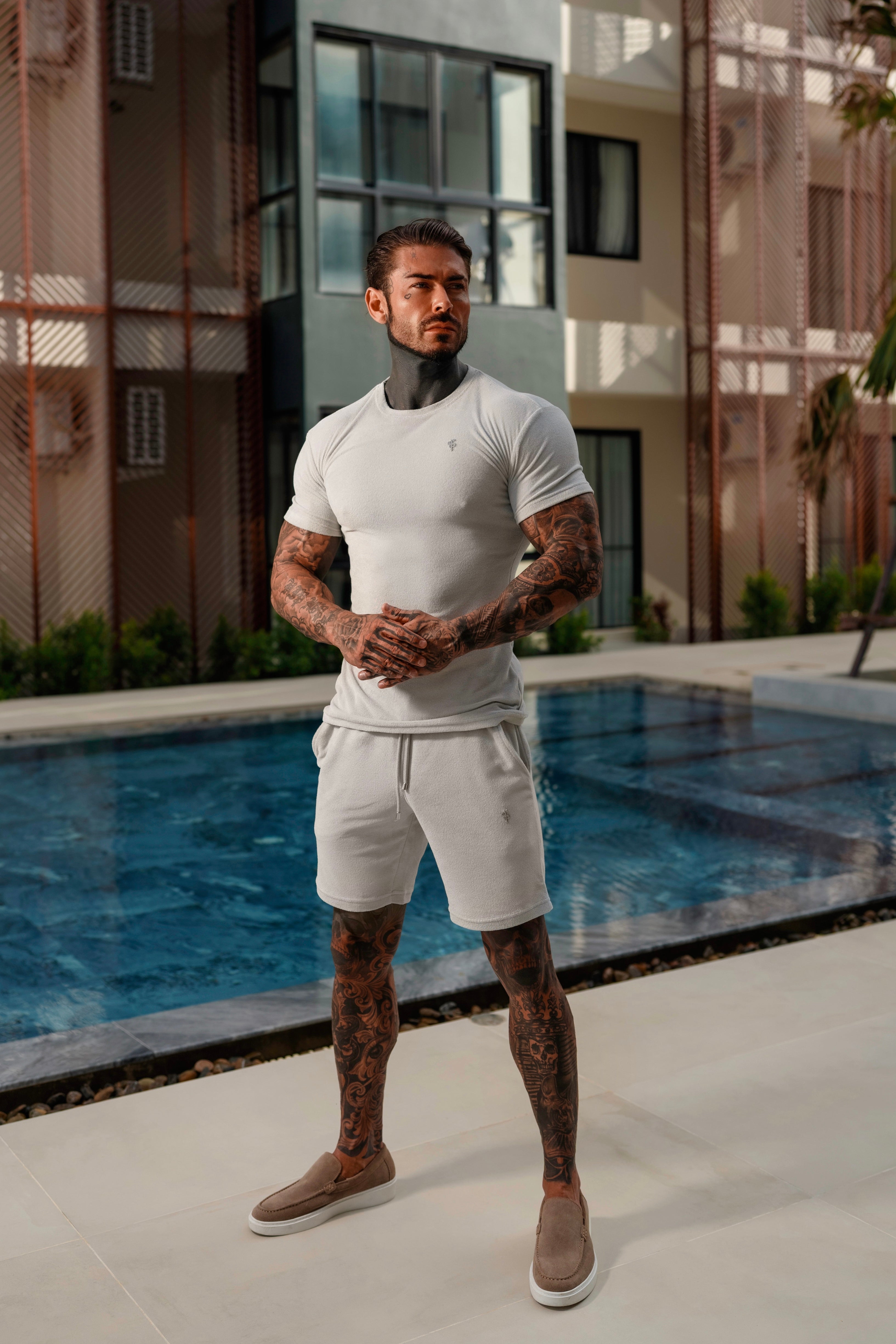 Light Grey Towelling Shorts - FSH659
