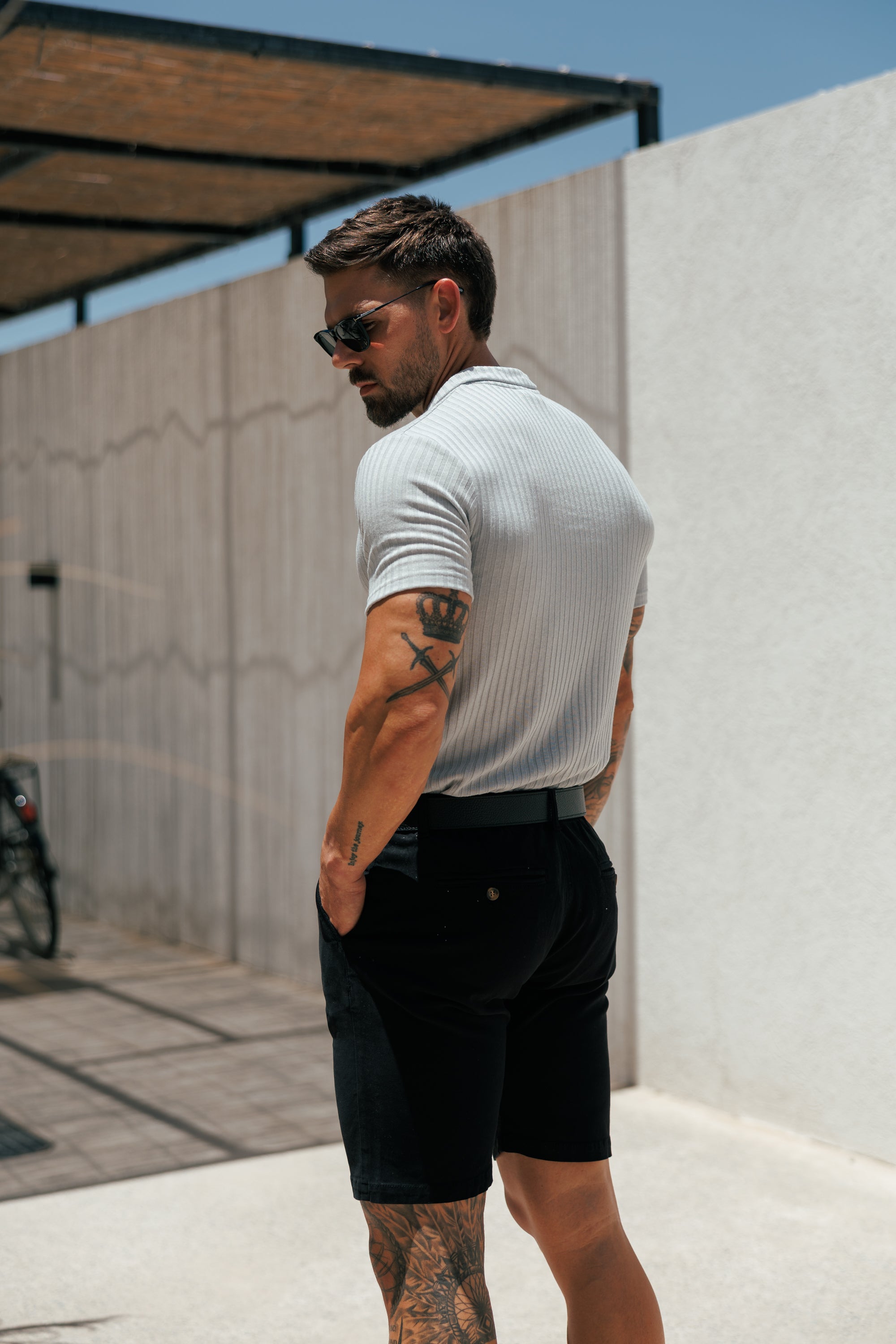 Slim Fit Black Chino Shorts - FSH266