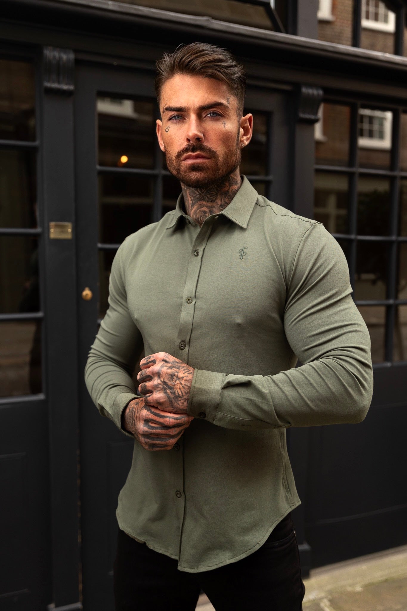 Fitted Khaki Long Sleeve Jersey - FSD003