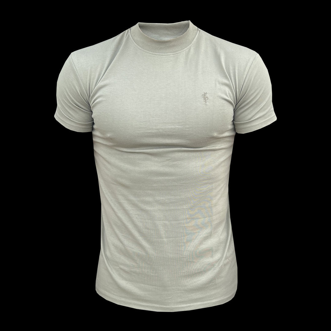 Ribbed High Neck Crew Short Sleeve Olive - FSH1010