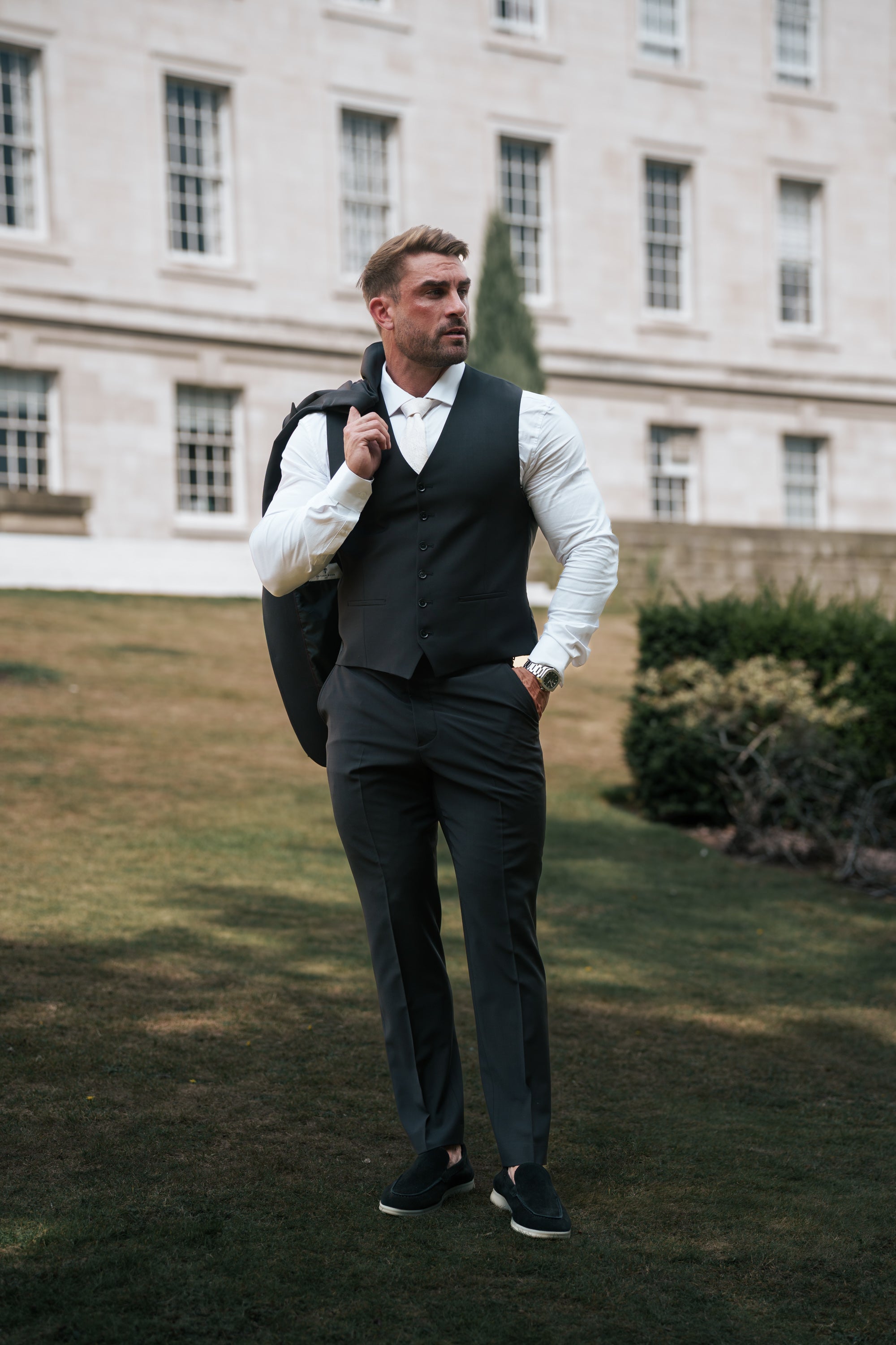 Relaxed Formal Black Stretch Trousers - FSTR020 RELAXED