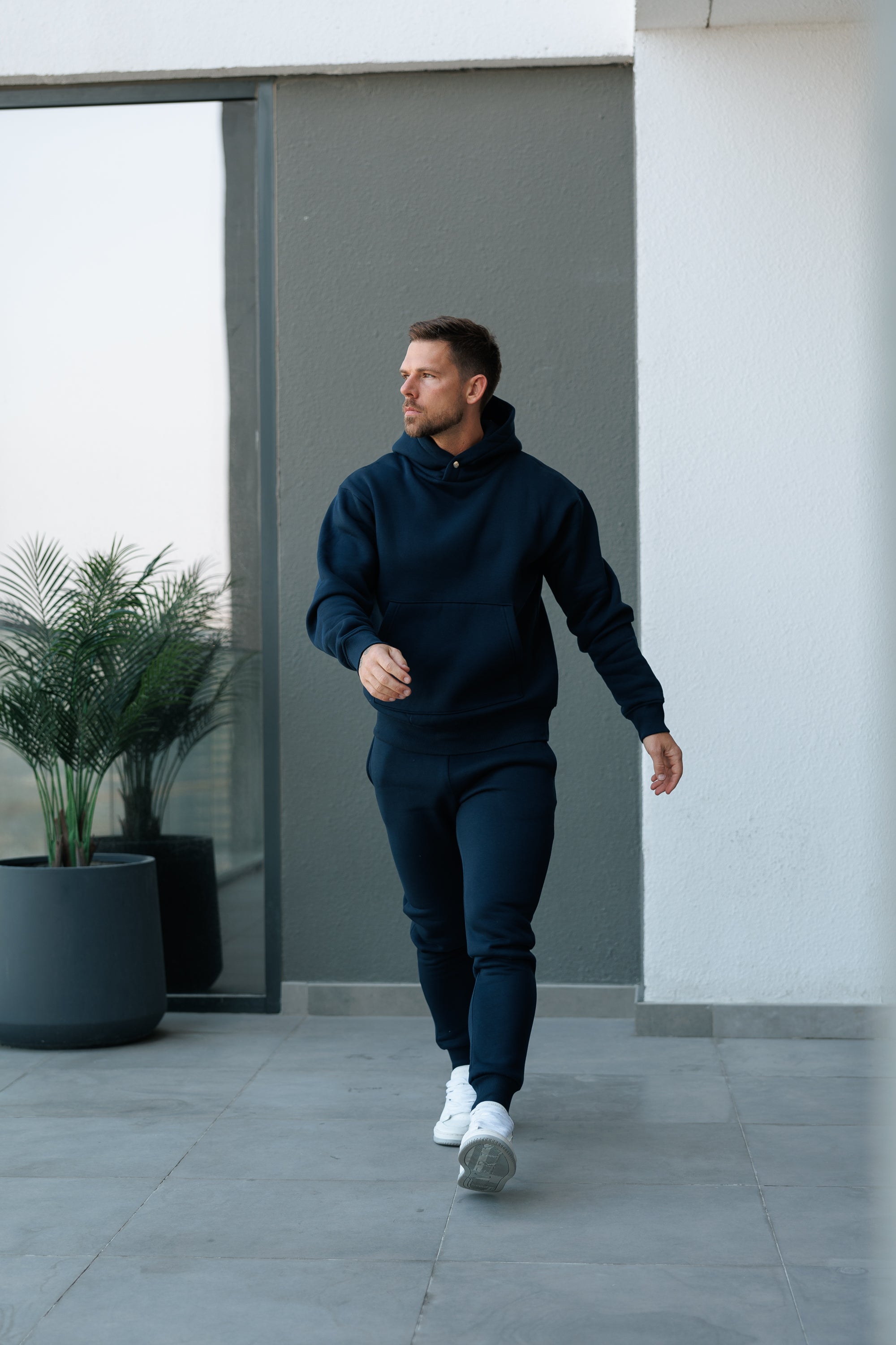 Navy Oversized Hoodie With Functional FS Stud - FSR002