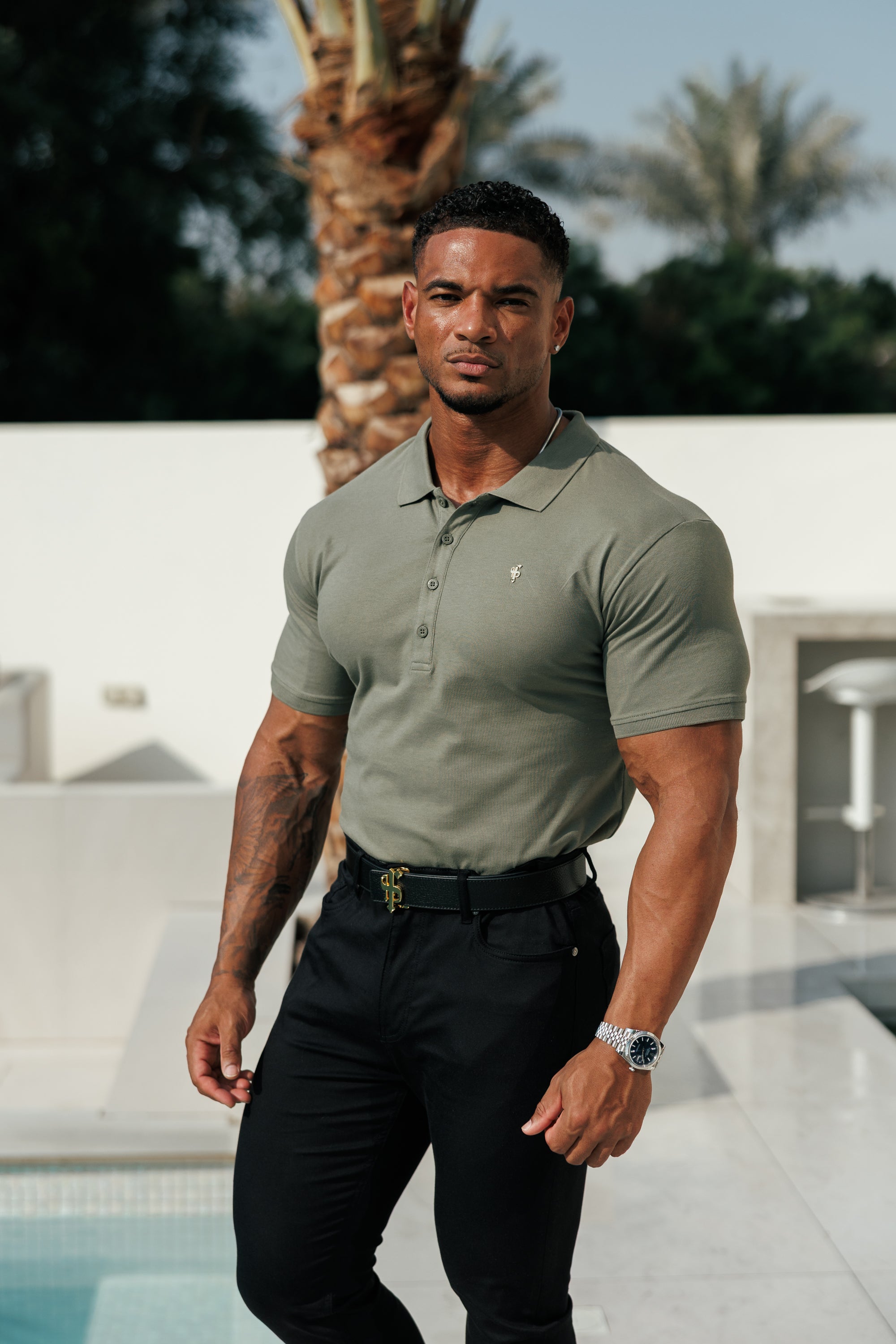 Olive / Gold Polo Shirt - FSH1408