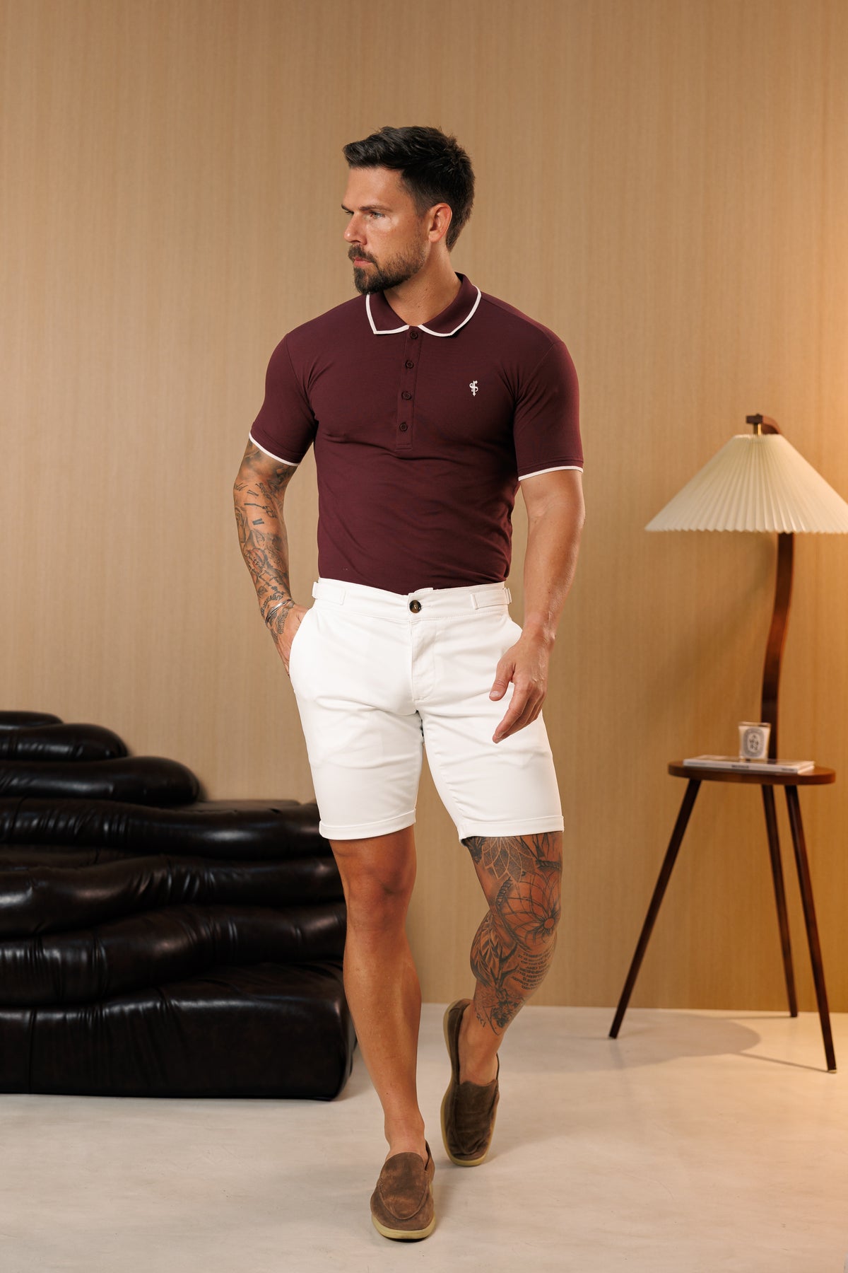 White Chino Shorts With Side Adjusters - FSH1659 (PRE ORDER 10TH SEPTEMBER)