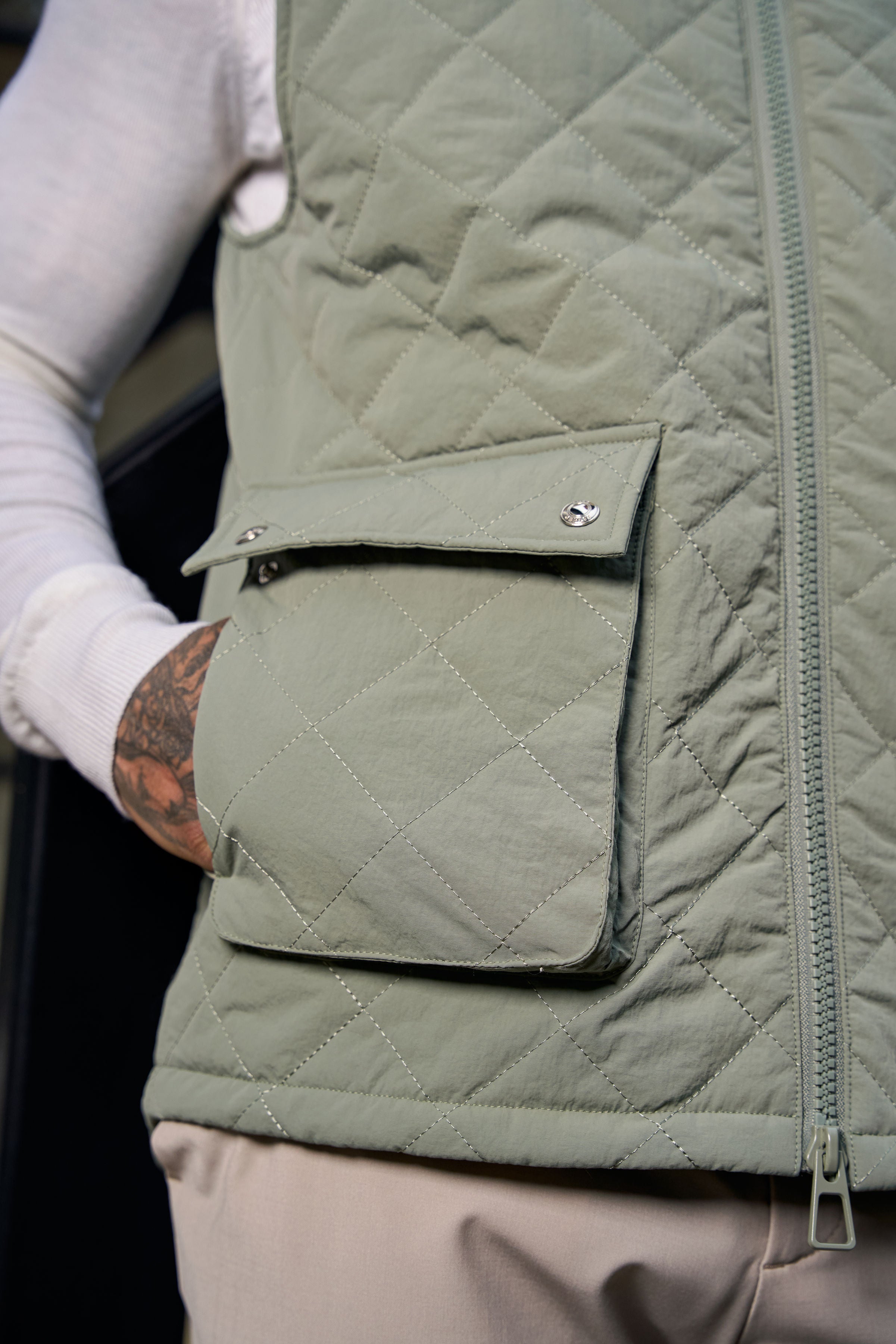 Sage Padded Gilet With Front Pockets - FSN210
