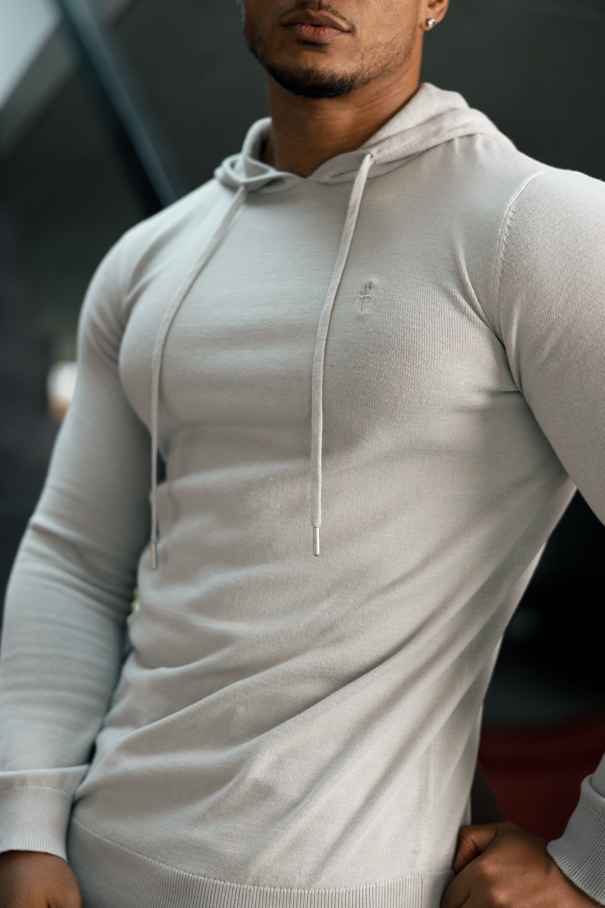 Silver Grey Knitted Overhead Hoodie - FSN117
