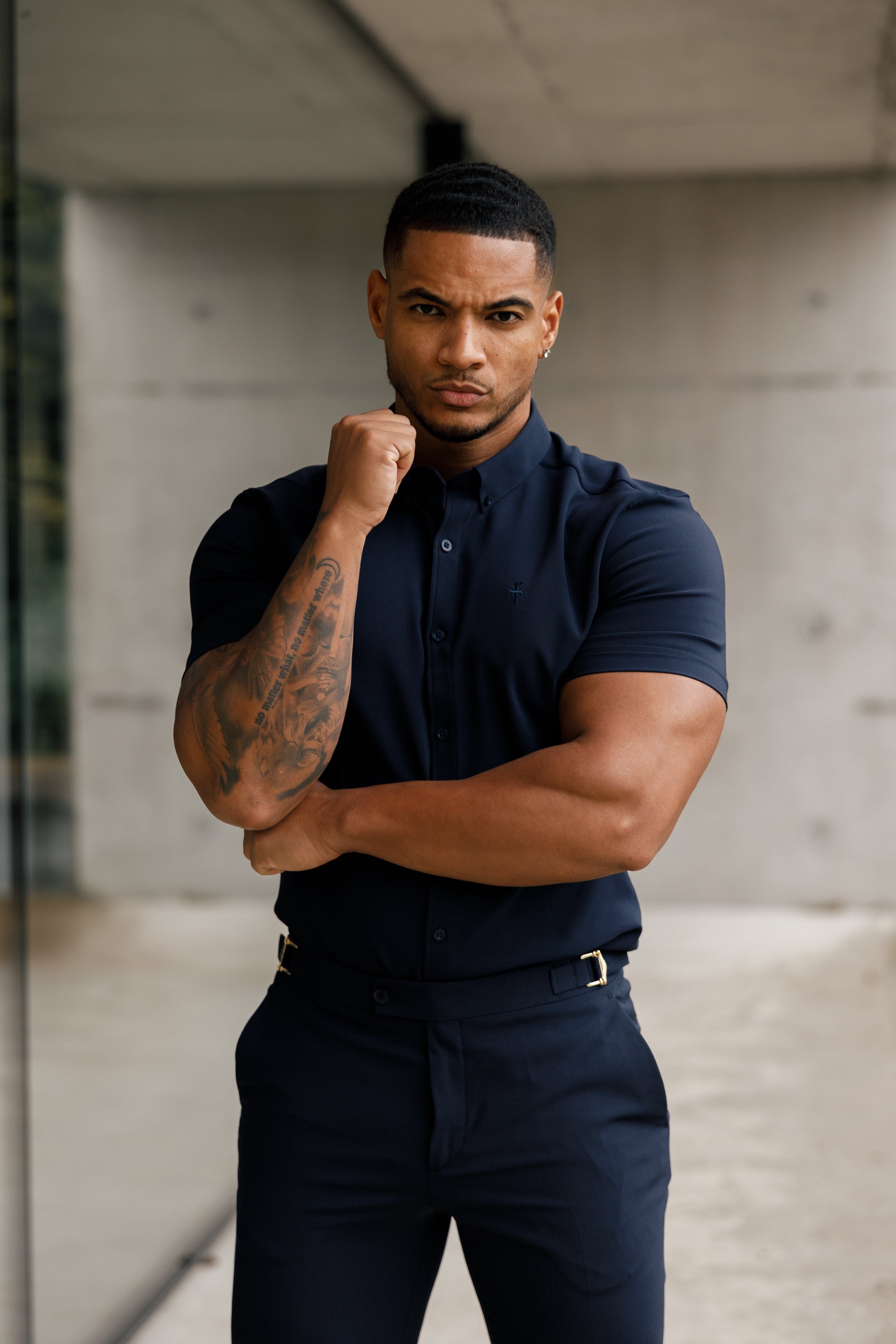 Super Slim Scuba Navy Short Sleeve Stretch - FS832