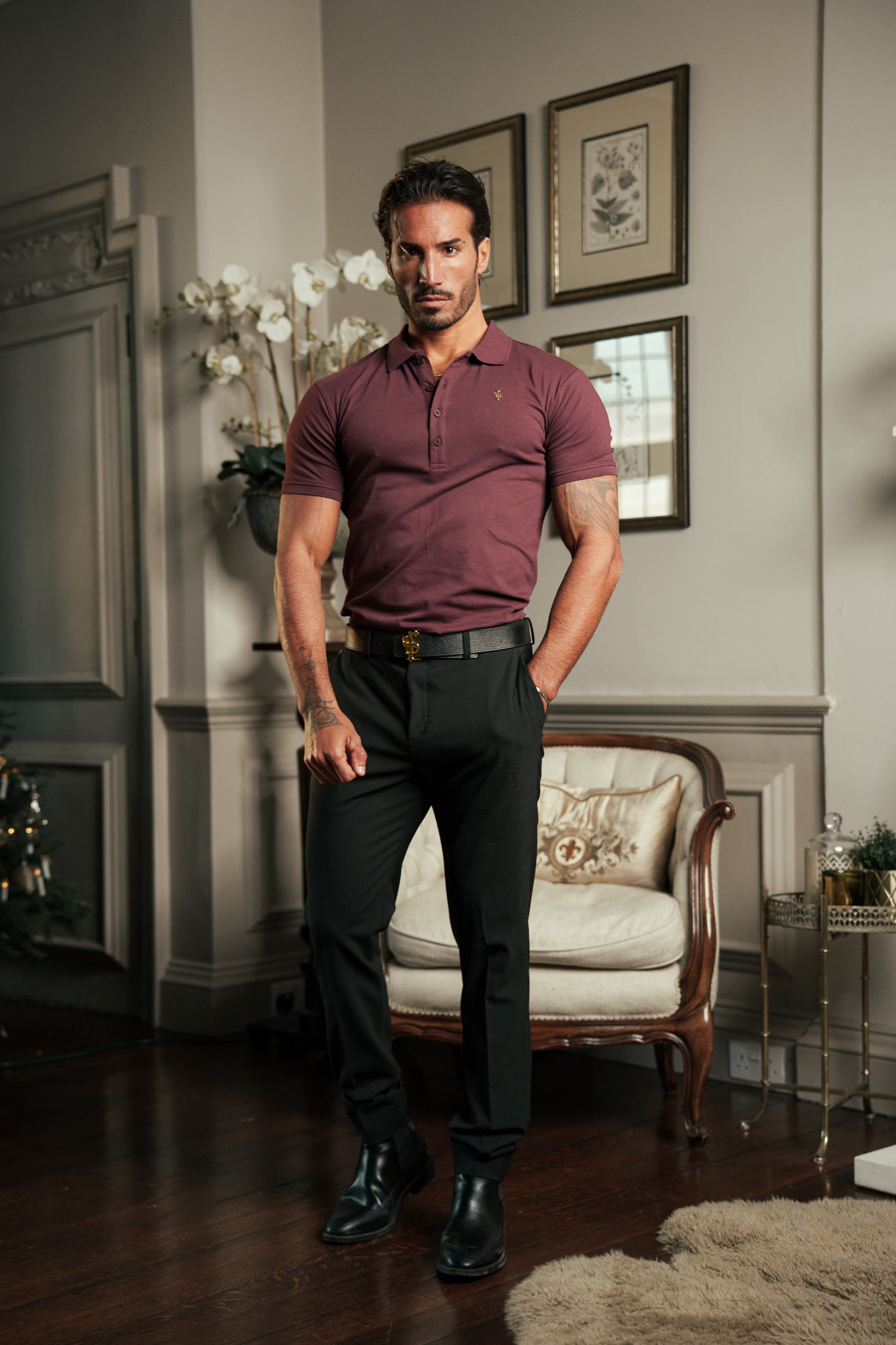 Burgundy / Gold Polo Shirt - FSH1407
