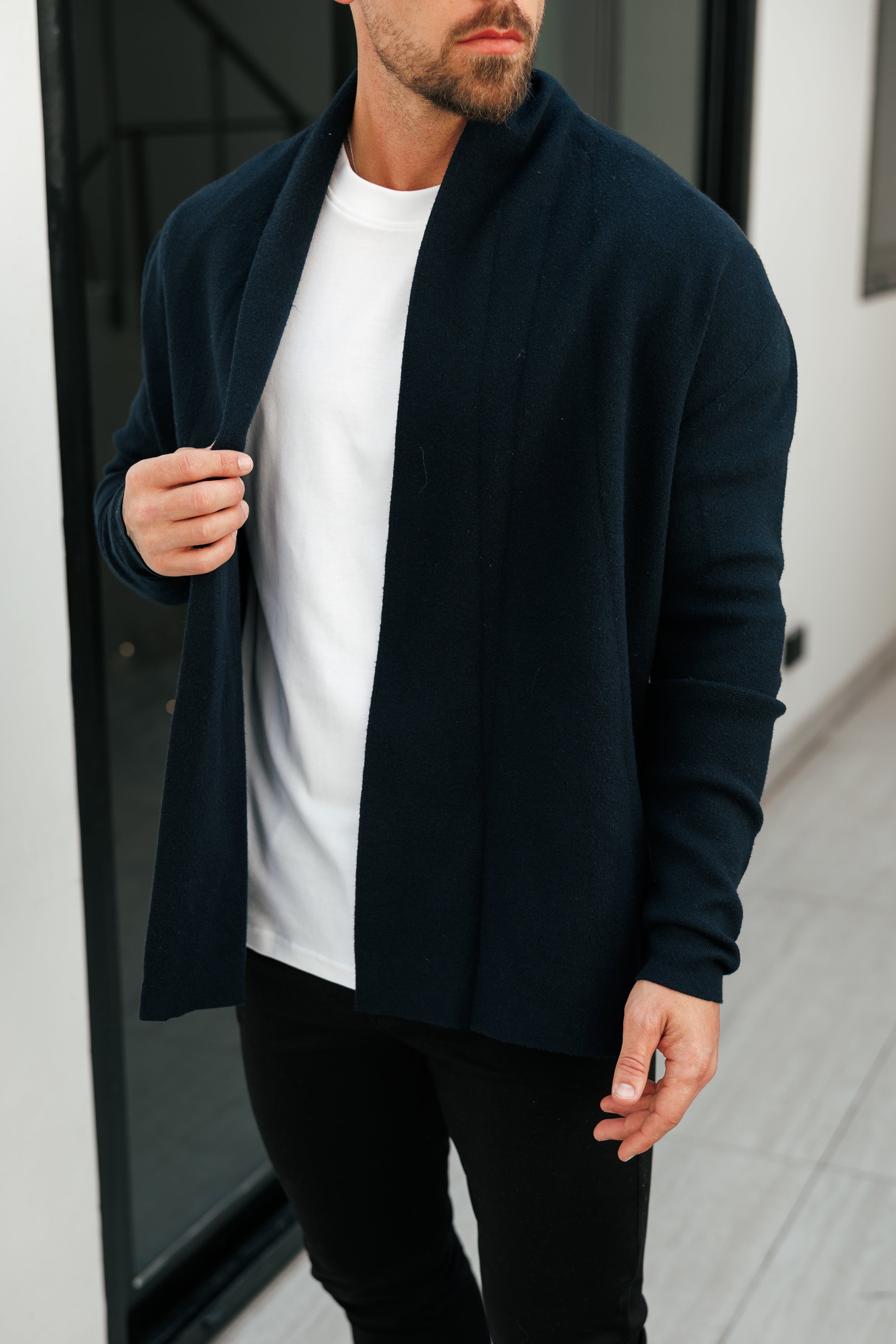 Soft Touch Shawl Cardigan Navy - FSA002