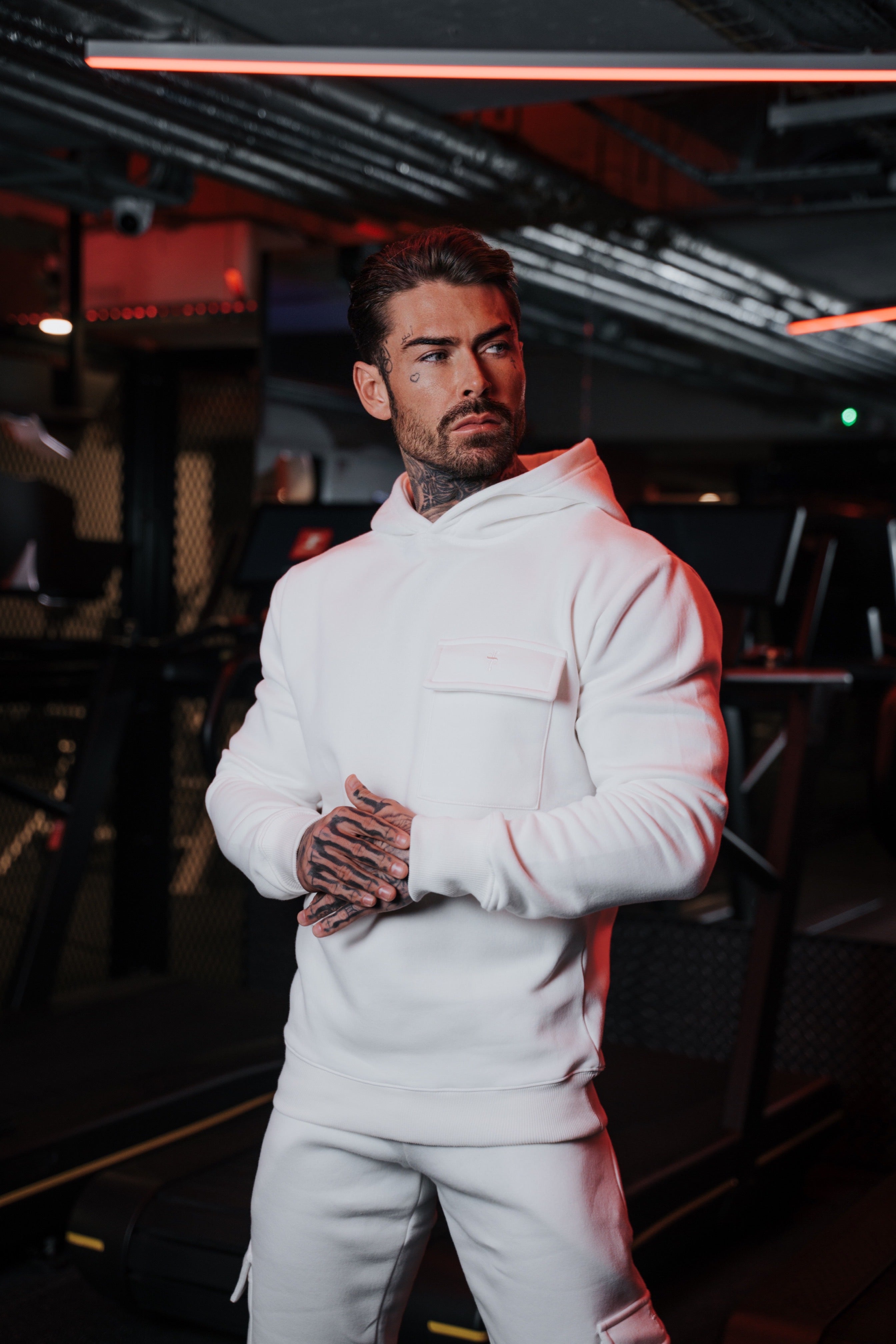 Cream Cargo Hoodie With FS Embroidery - FSH932